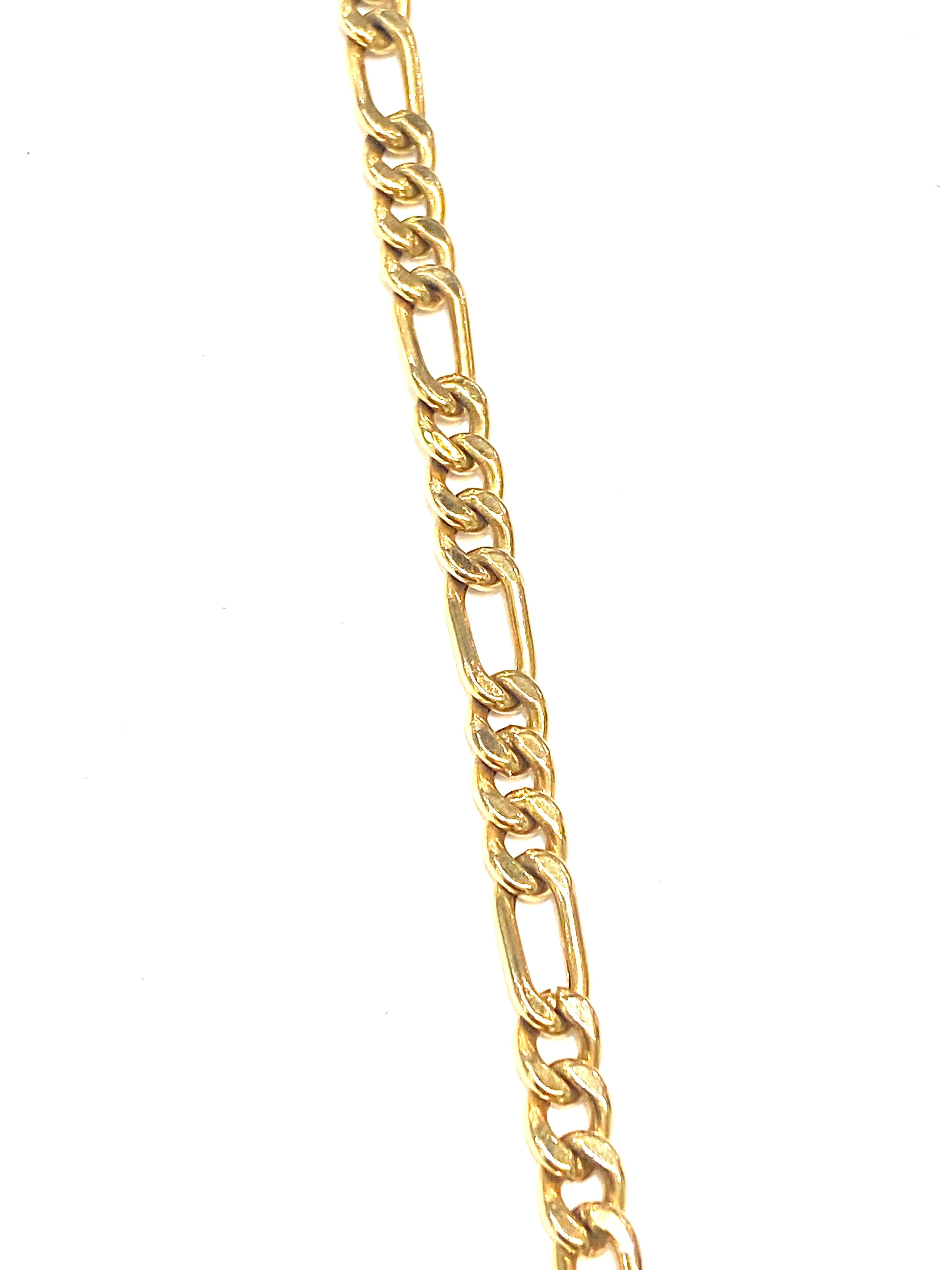 14K YELLOW GOLD MIXED LINK CHAIN FIGARO BRACELET