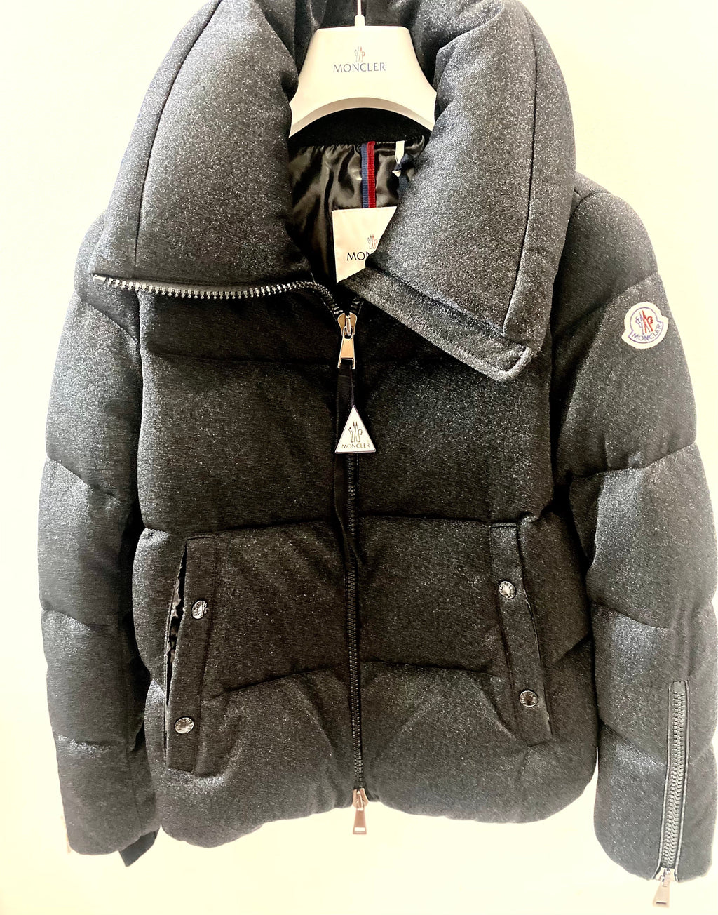 MONCLER BANDAMA METALLIC QUILTED JERSEY DOWN JACKET