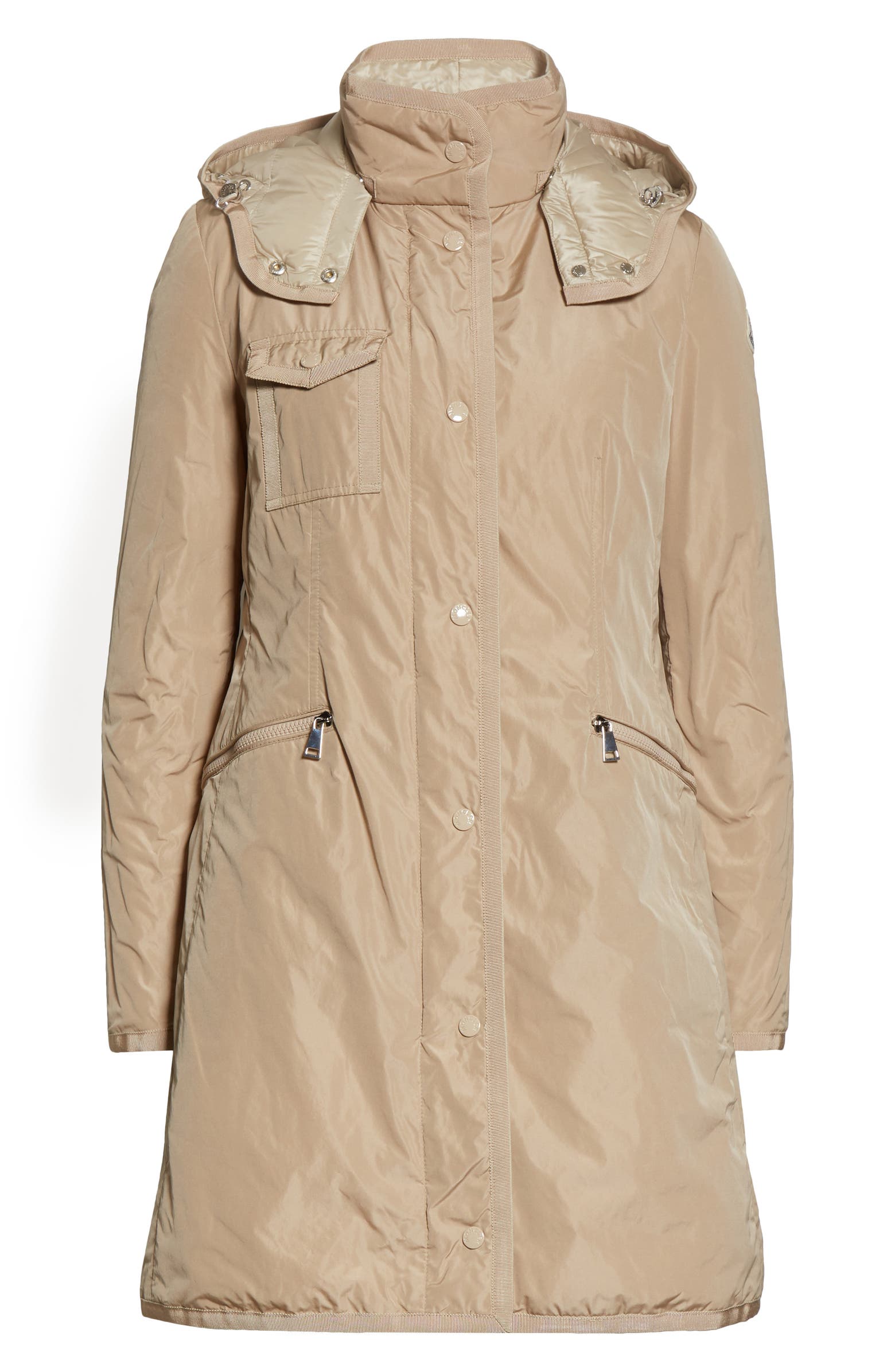 MONCLER Mauve Water Resistant Taffeta Down Coat