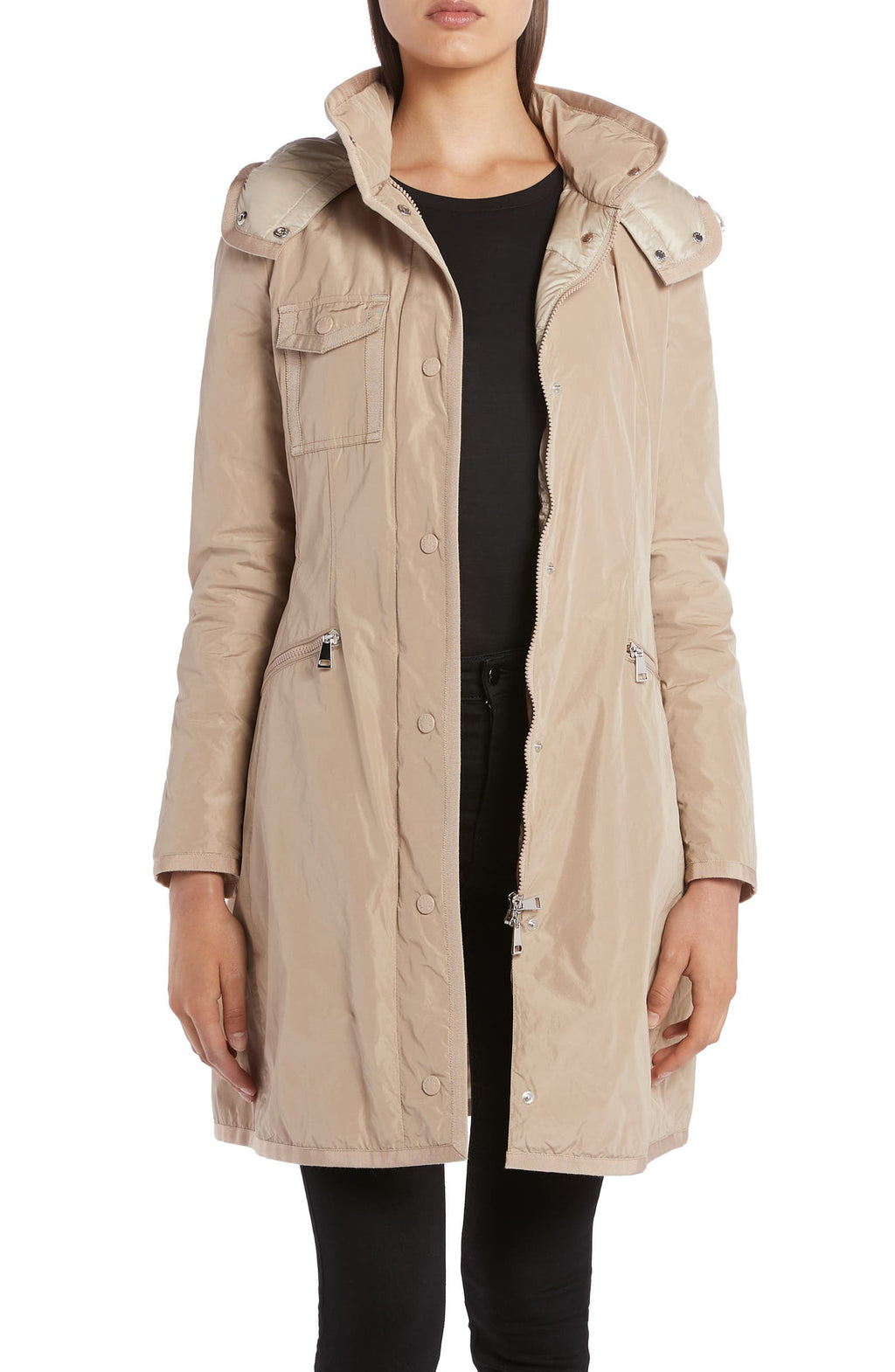 MONCLER Mauve Water Resistant Taffeta Down Coat
