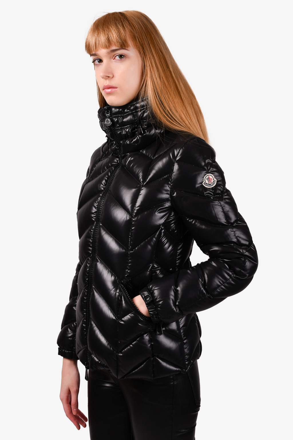 Moncler Black Down Shiny 'Badette' Quilted Puffer Size 2