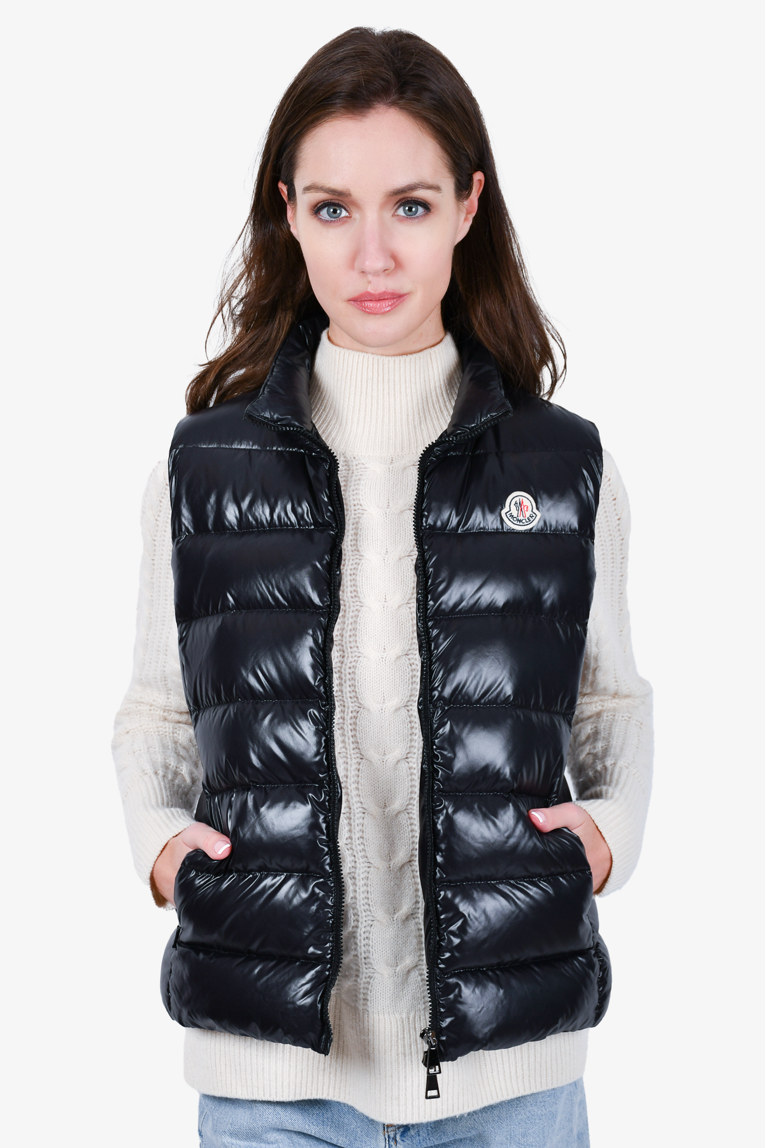 Moncler Black Down Zip Vest Size 3