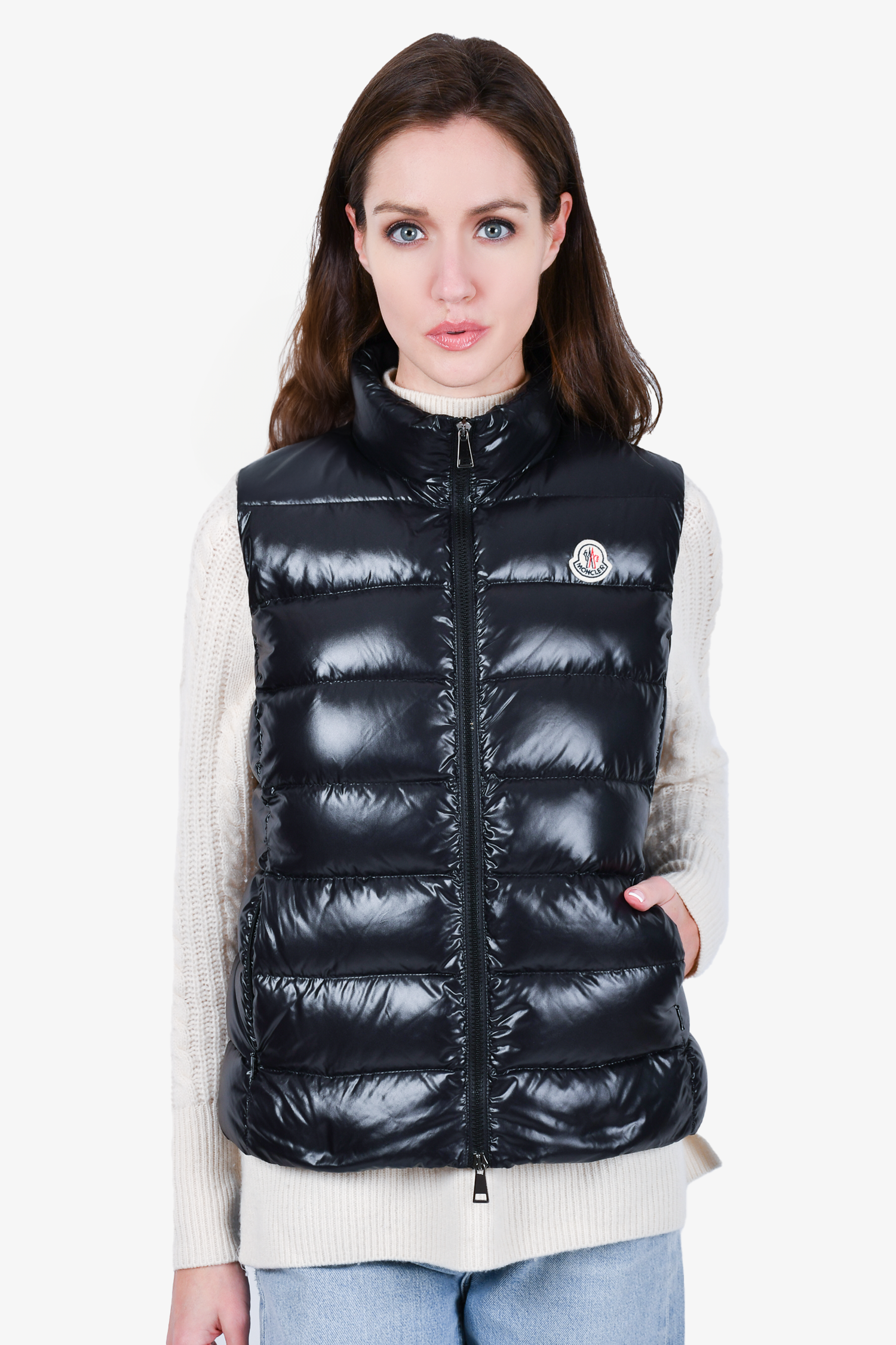 Moncler Black Down Zip Vest Size 3