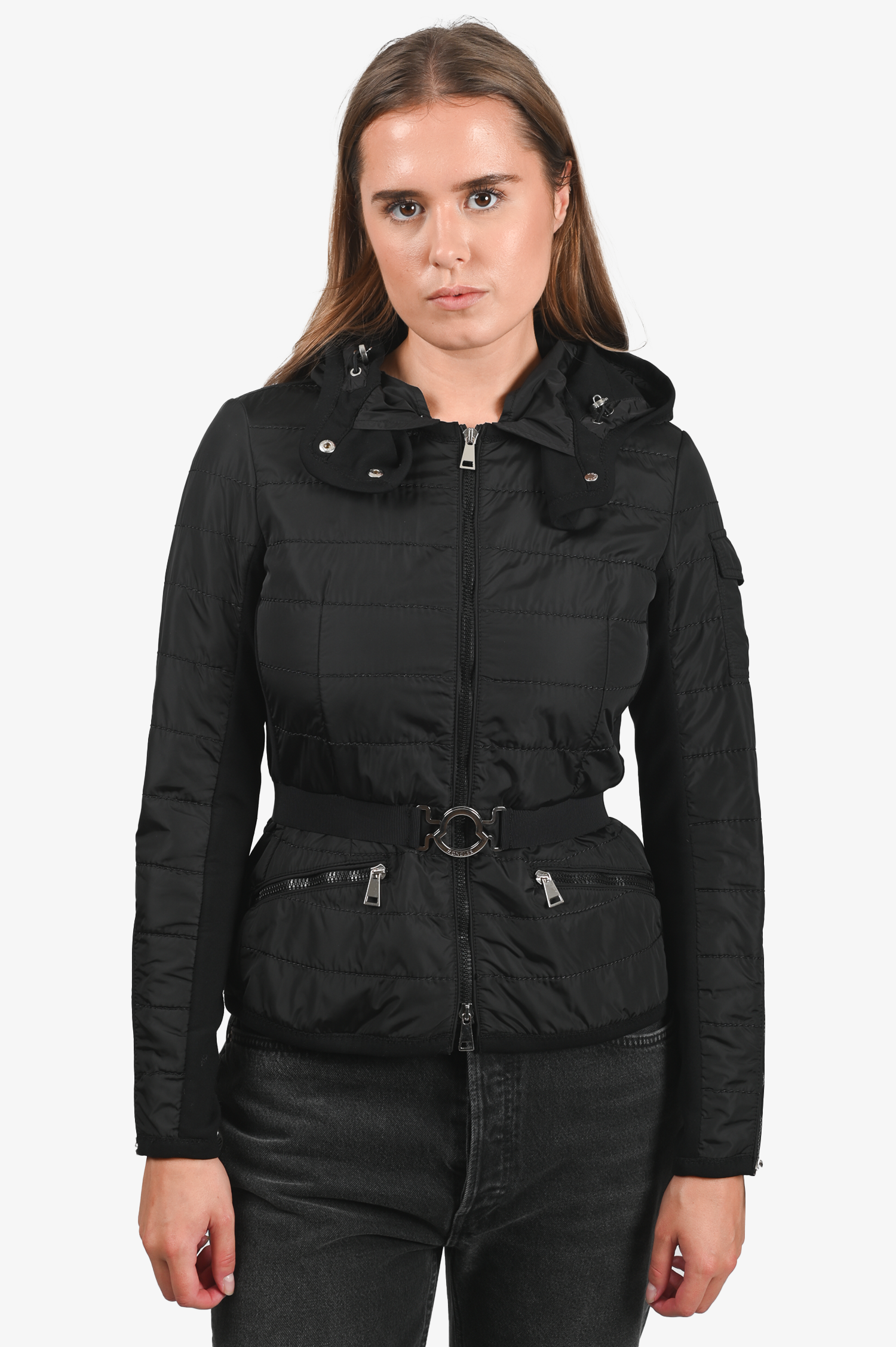 Moncler Black Quilted 'Andradite' Belted Jacket
