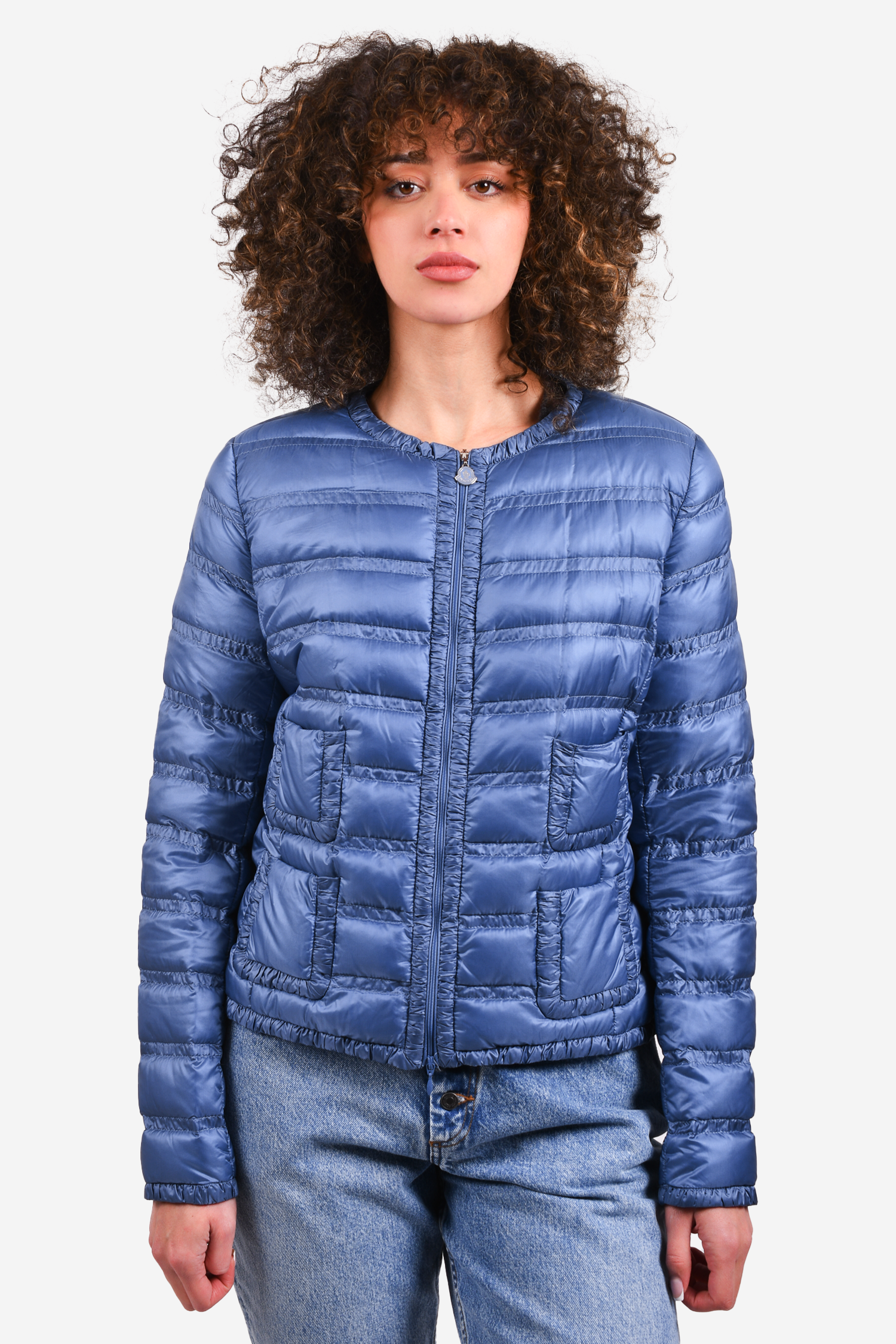 Moncler Blue Down 4 Pocket Zip-Up Packable Jacket Size 3