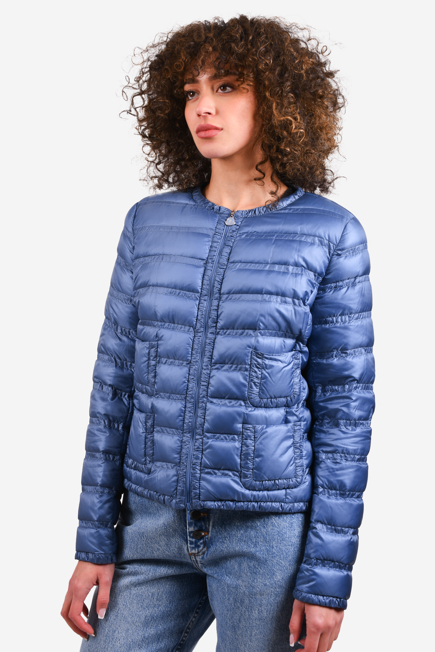 Moncler Blue Down 4 Pocket Zip-Up Packable Jacket Size 3