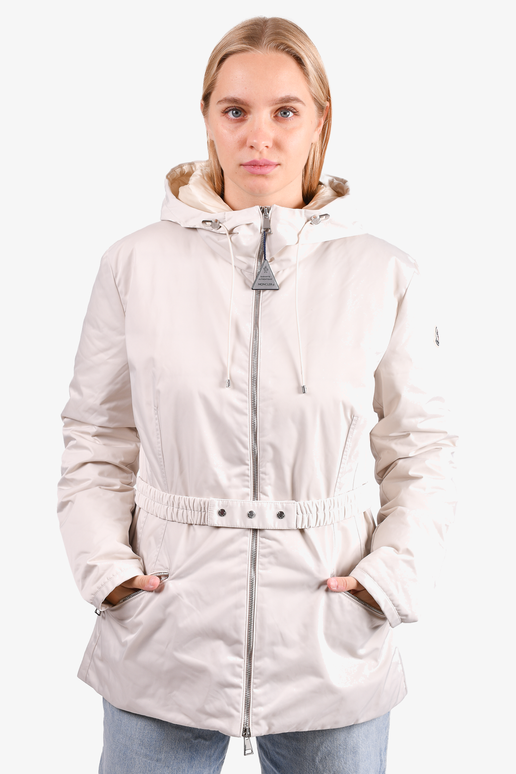 Moncler Cream Down 'Hendaye' Hooded Jacket Size 5