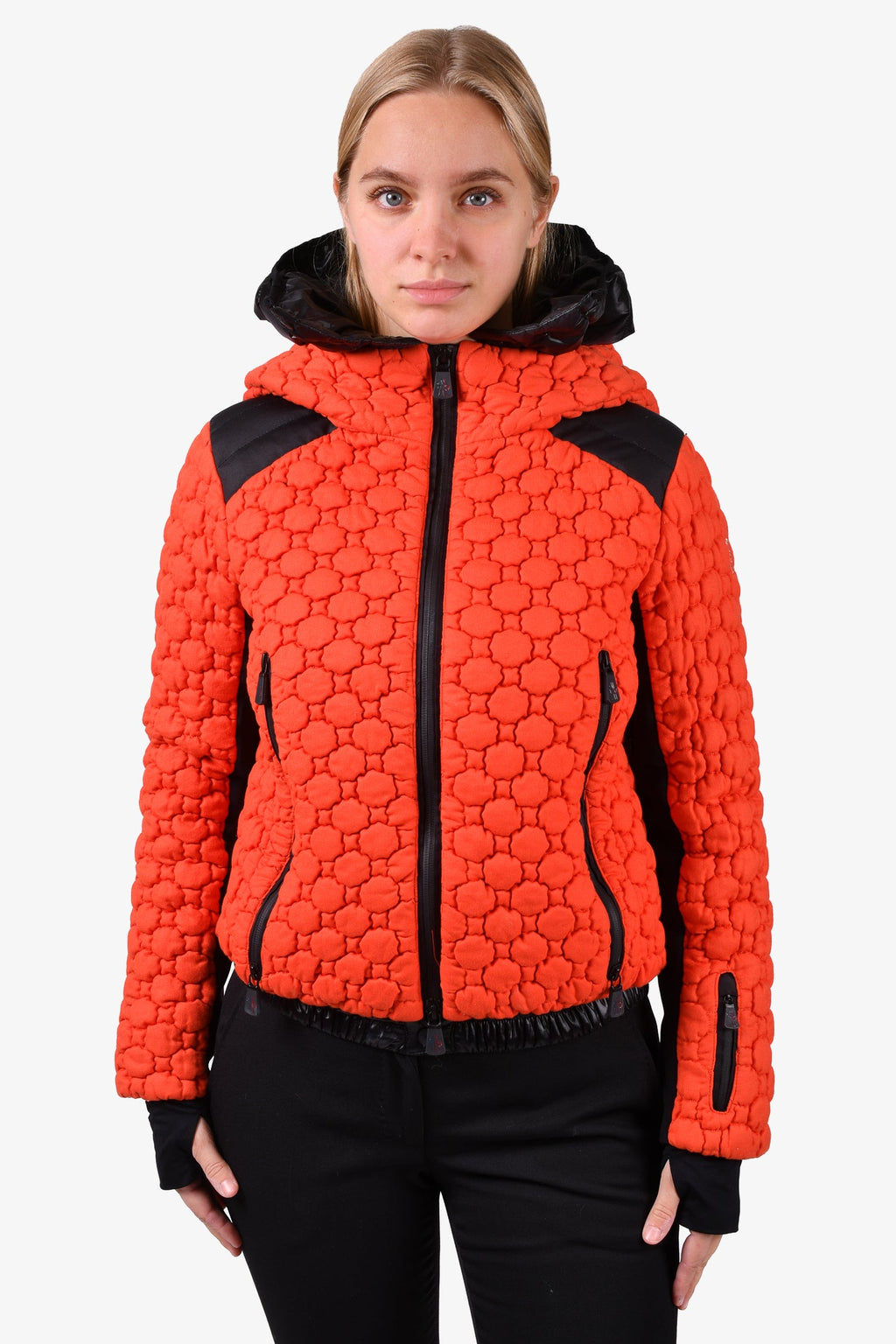 Moncler Grenoble Orange Textured Jacket Size 0