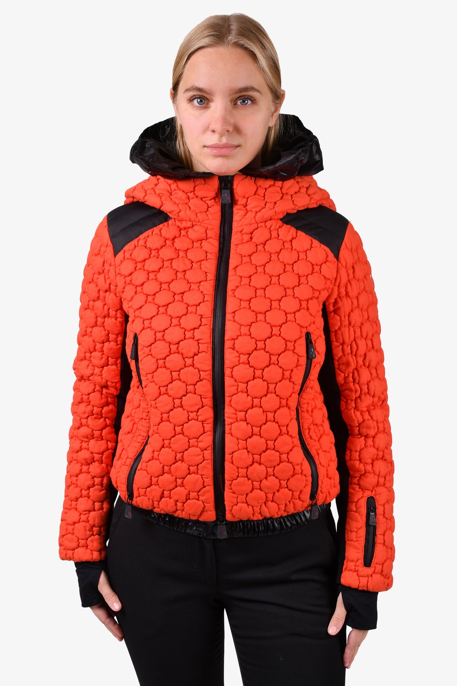 Moncler Grenoble Orange Textured Jacket Size 0