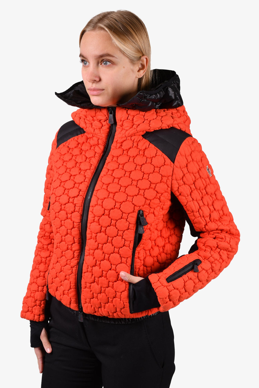 Moncler Grenoble Orange Textured Jacket Size 0