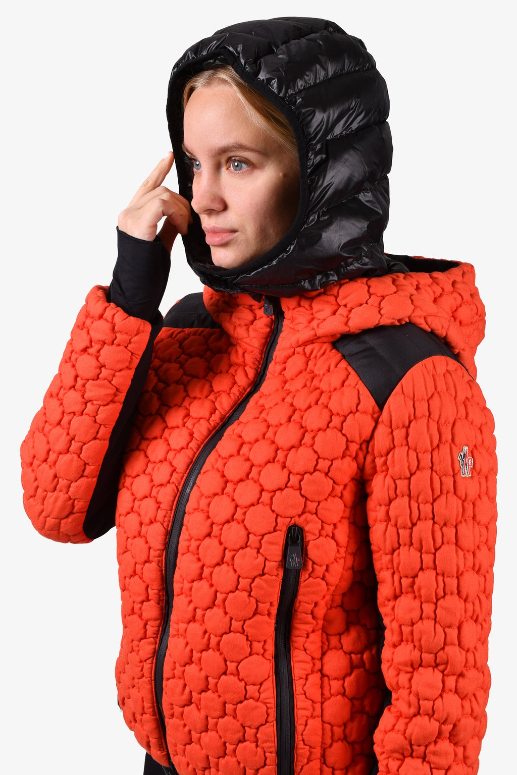 Moncler Grenoble Orange Textured Jacket Size 0