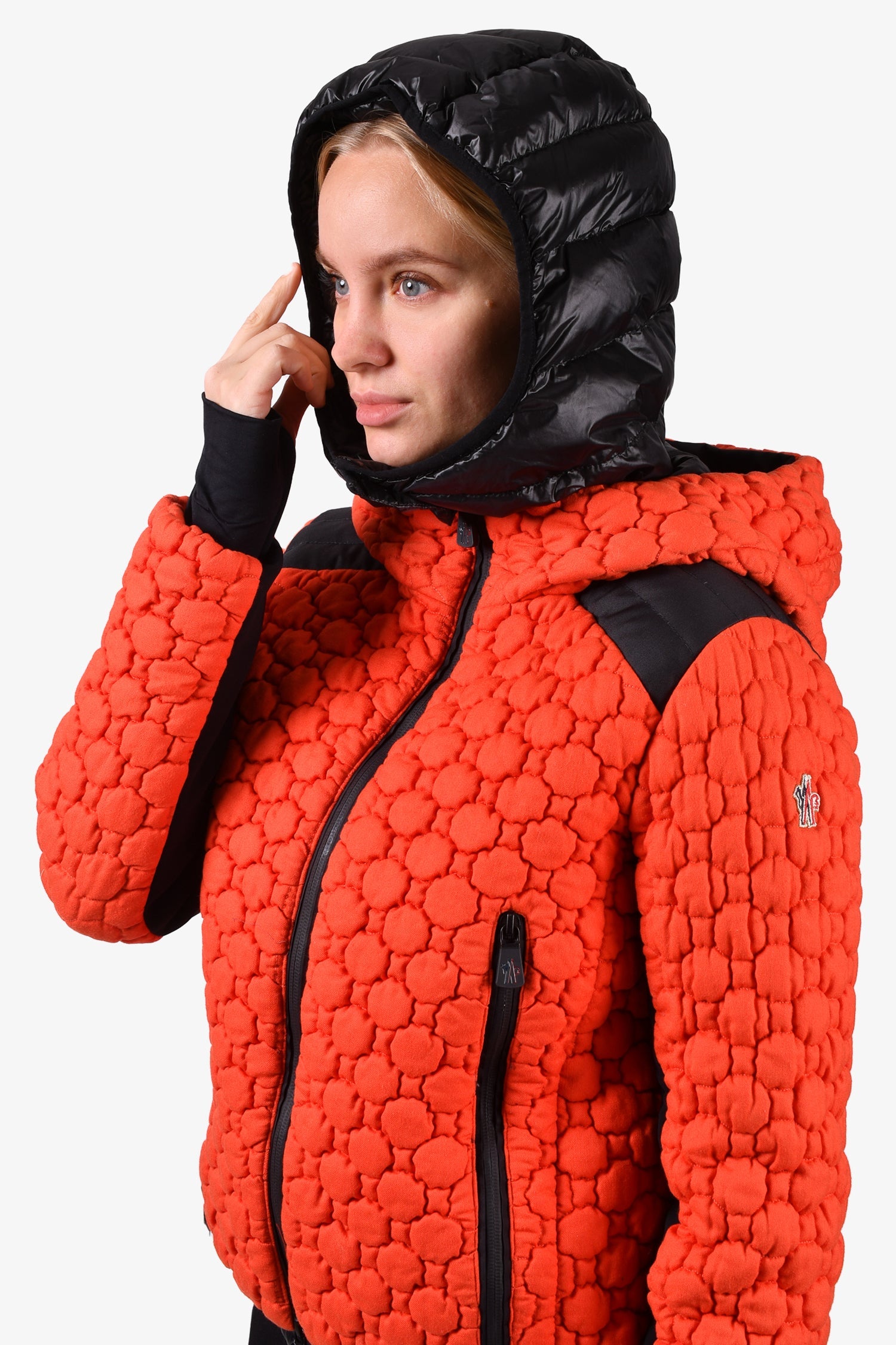 Moncler Grenoble Orange Textured Jacket Size 0