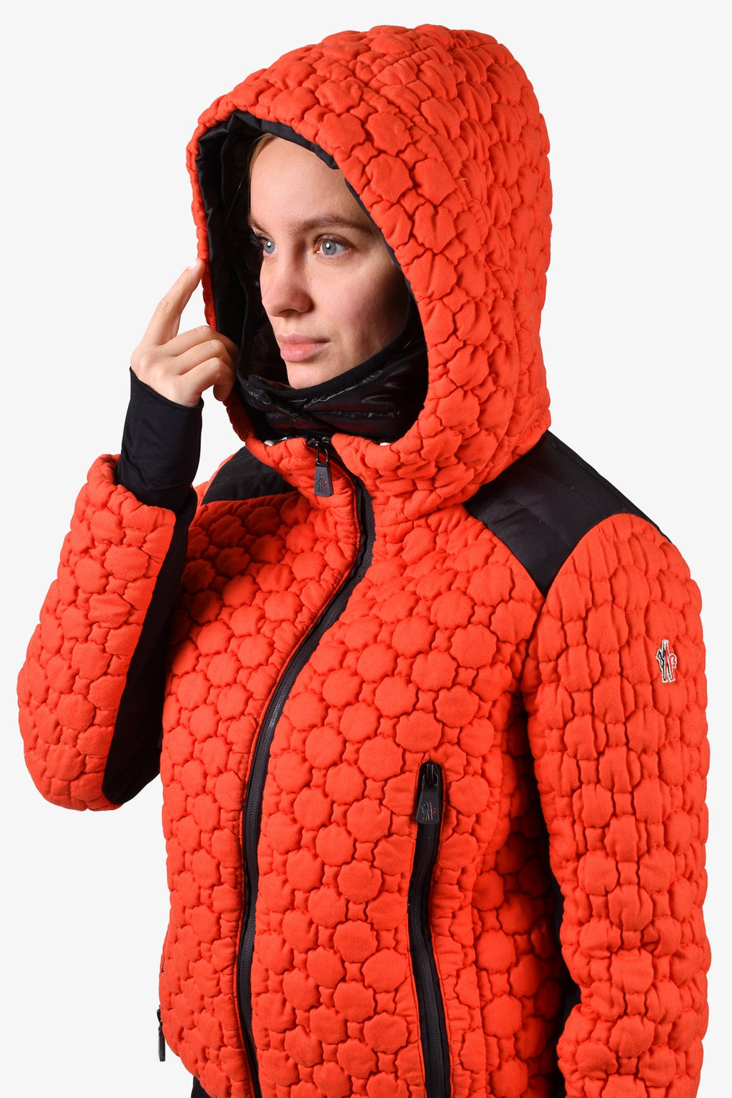 Moncler Grenoble Orange Textured Jacket Size 0