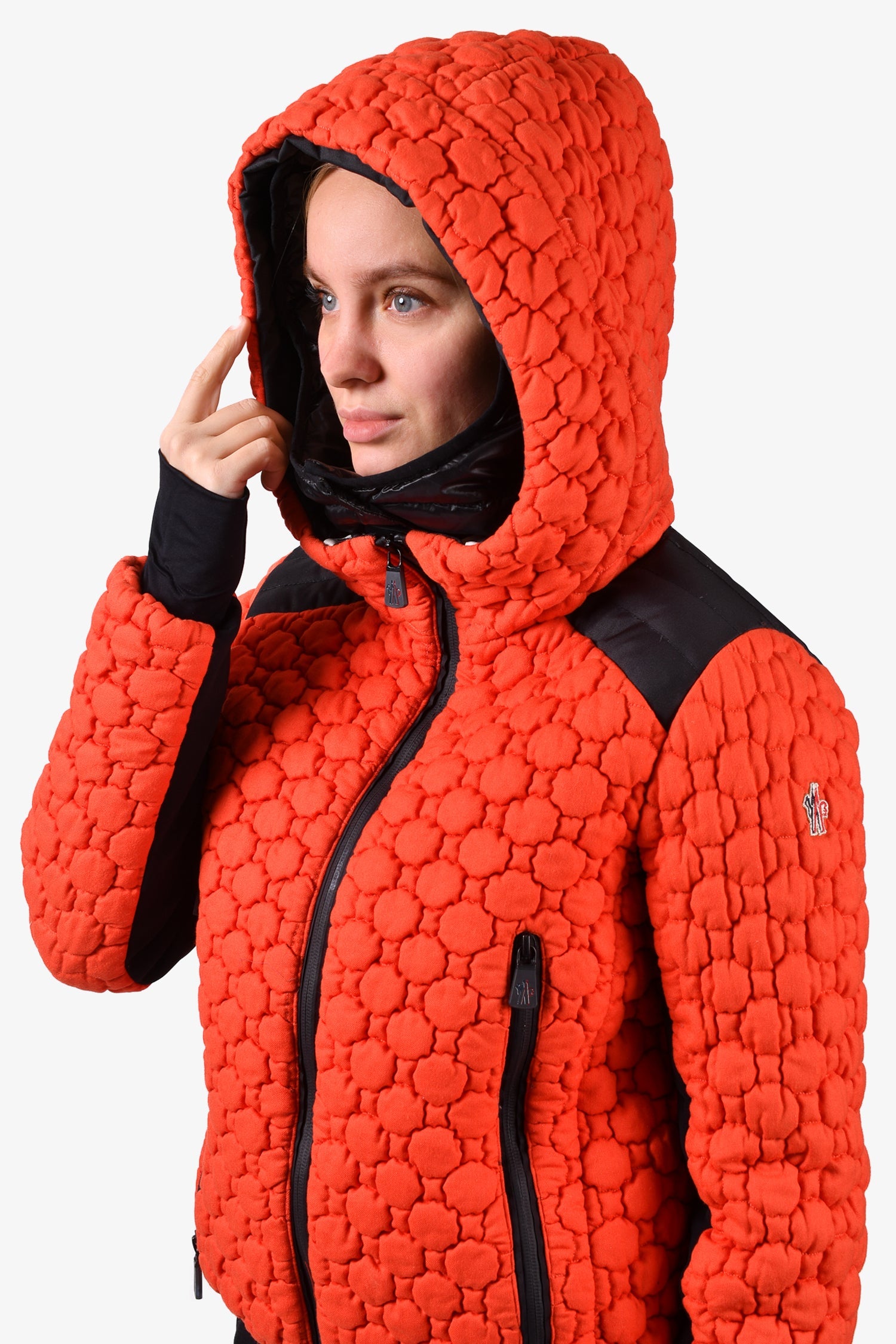 Moncler Grenoble Orange Textured Jacket Size 0