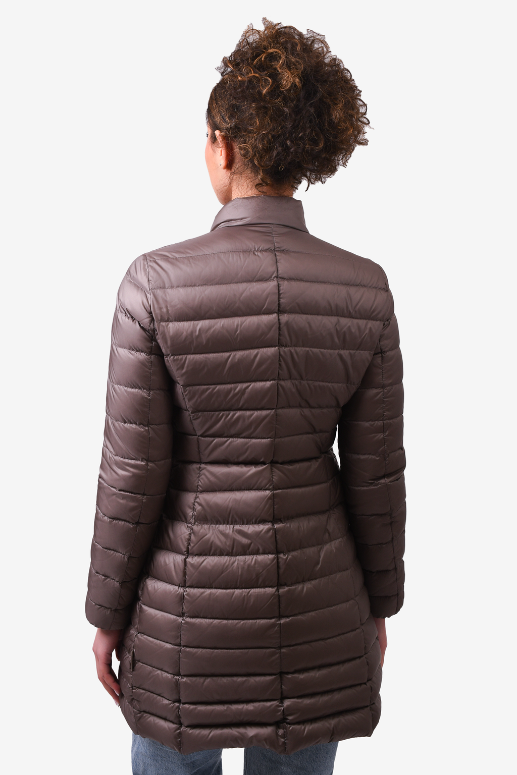 Moncler Grey Long Thin Puff Jacket Size 0