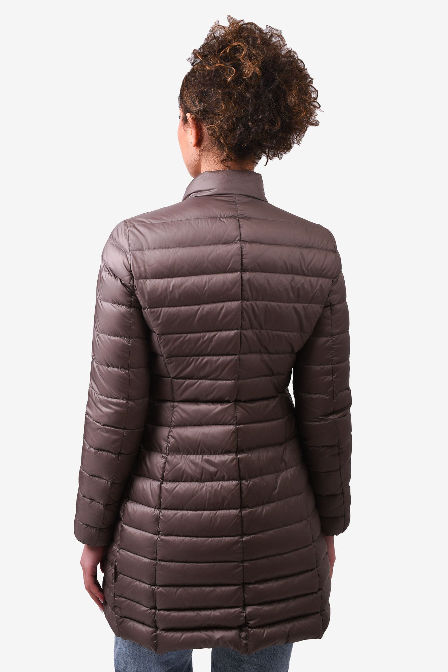 Moncler Grey Long Thin Puff Jacket Size 0