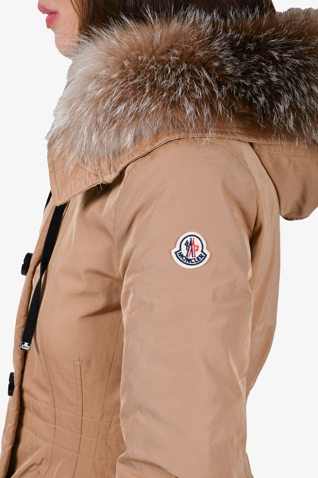 Moncler Tan Down Fur Hood 'Monticole' Parka Coat Size 1