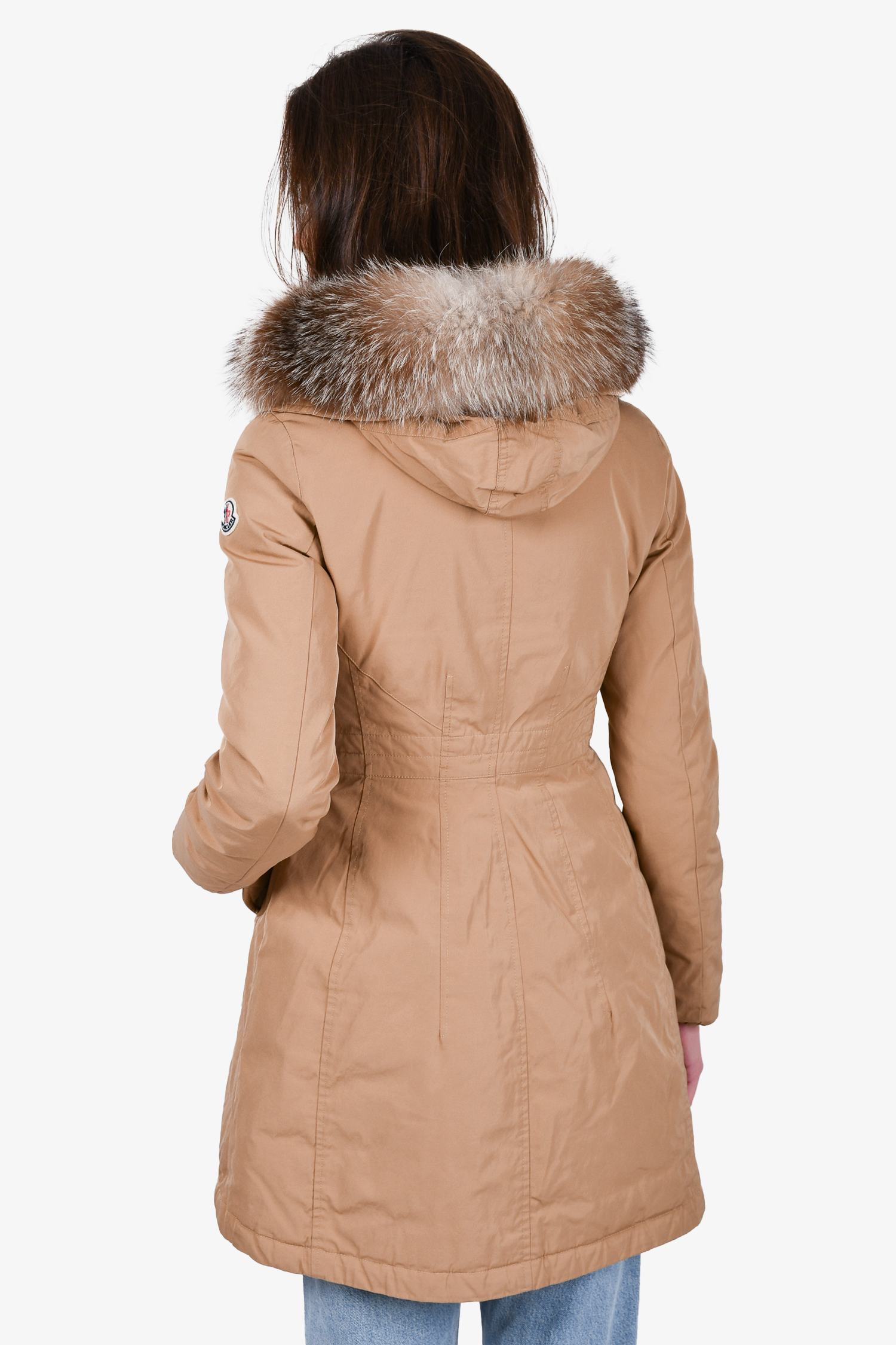 Moncler Tan Down Fur Hood 'Monticole' Parka Coat Size 1