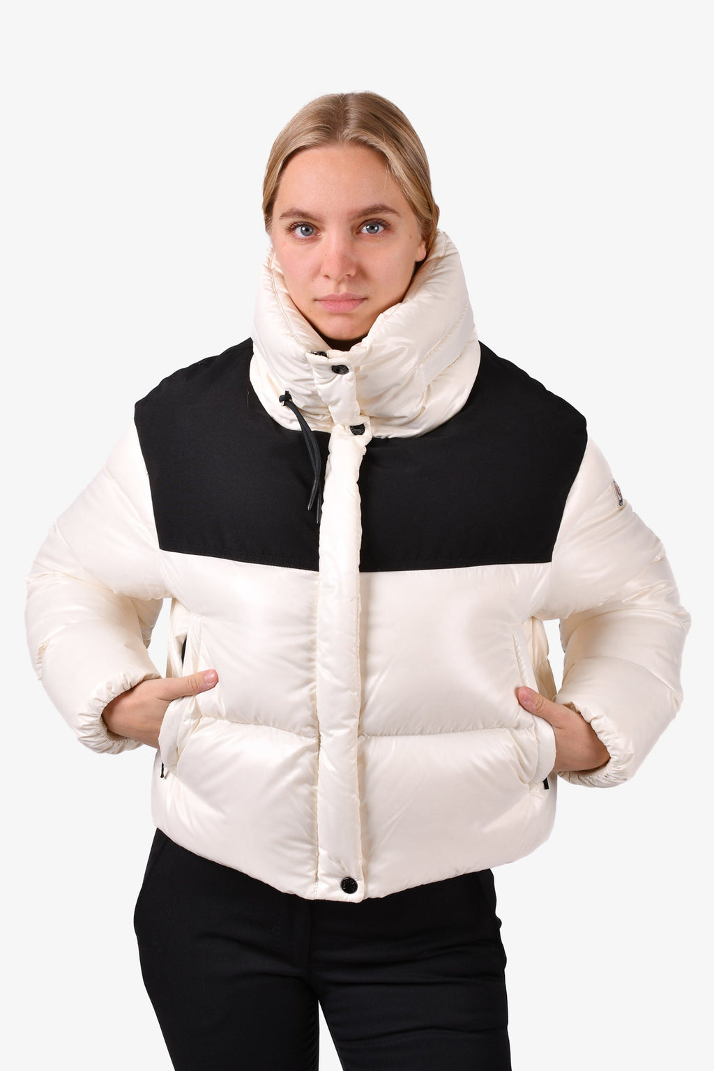 Moncler White/Black Nylon Short Jacket Size 2