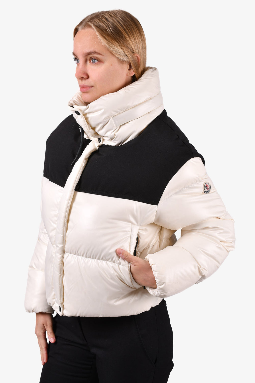 Moncler White/Black Nylon Short Jacket Size 2