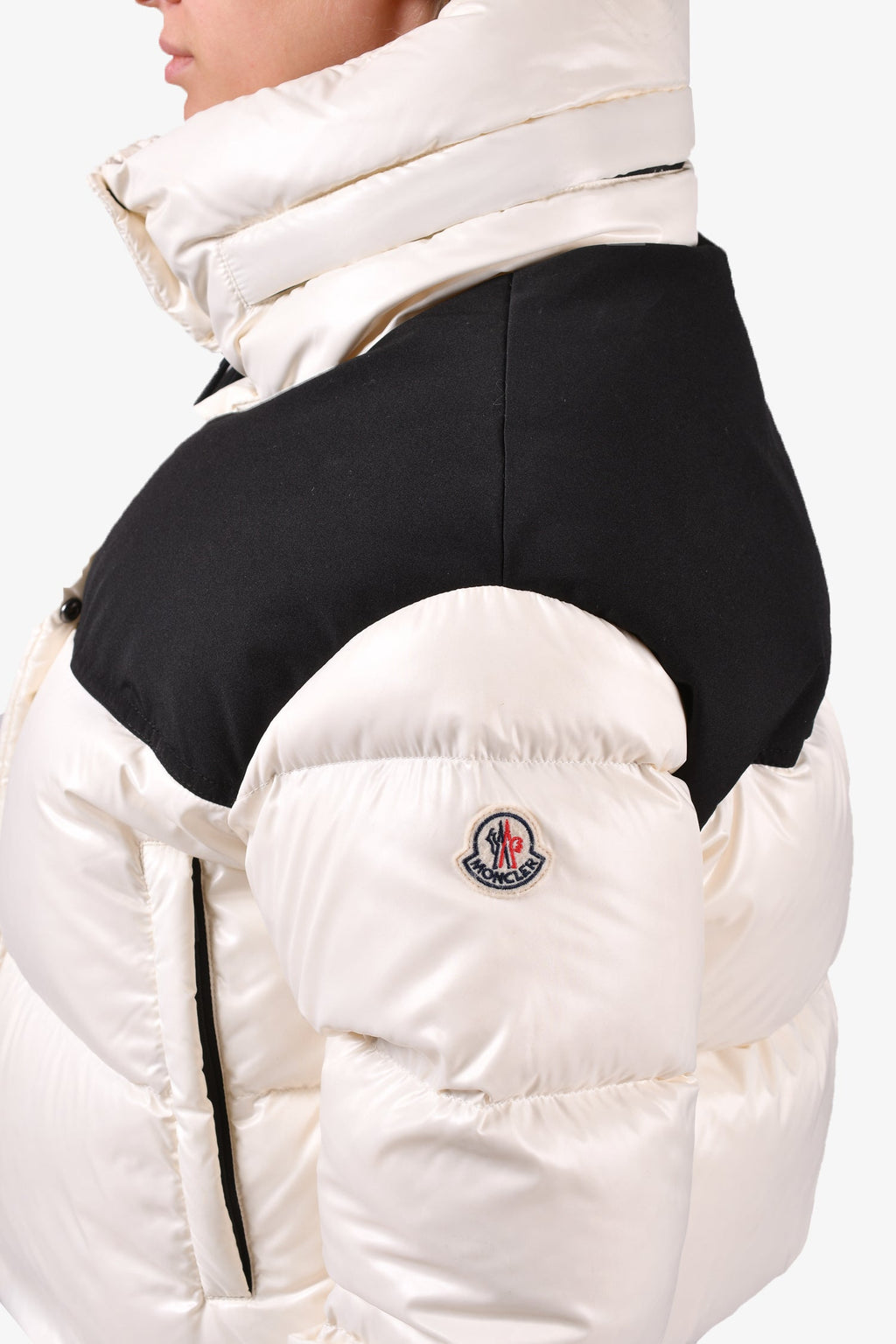 Moncler White/Black Nylon Short Jacket Size 2