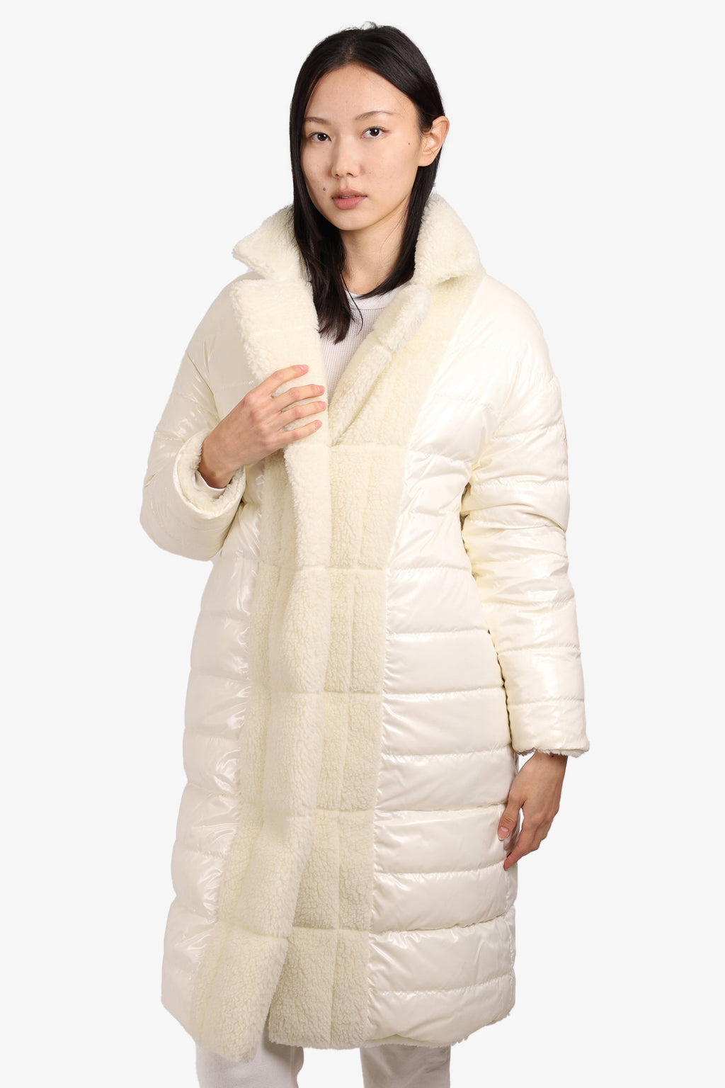 Moncler White Faux Fur Reversible Puffer Coat size 0
