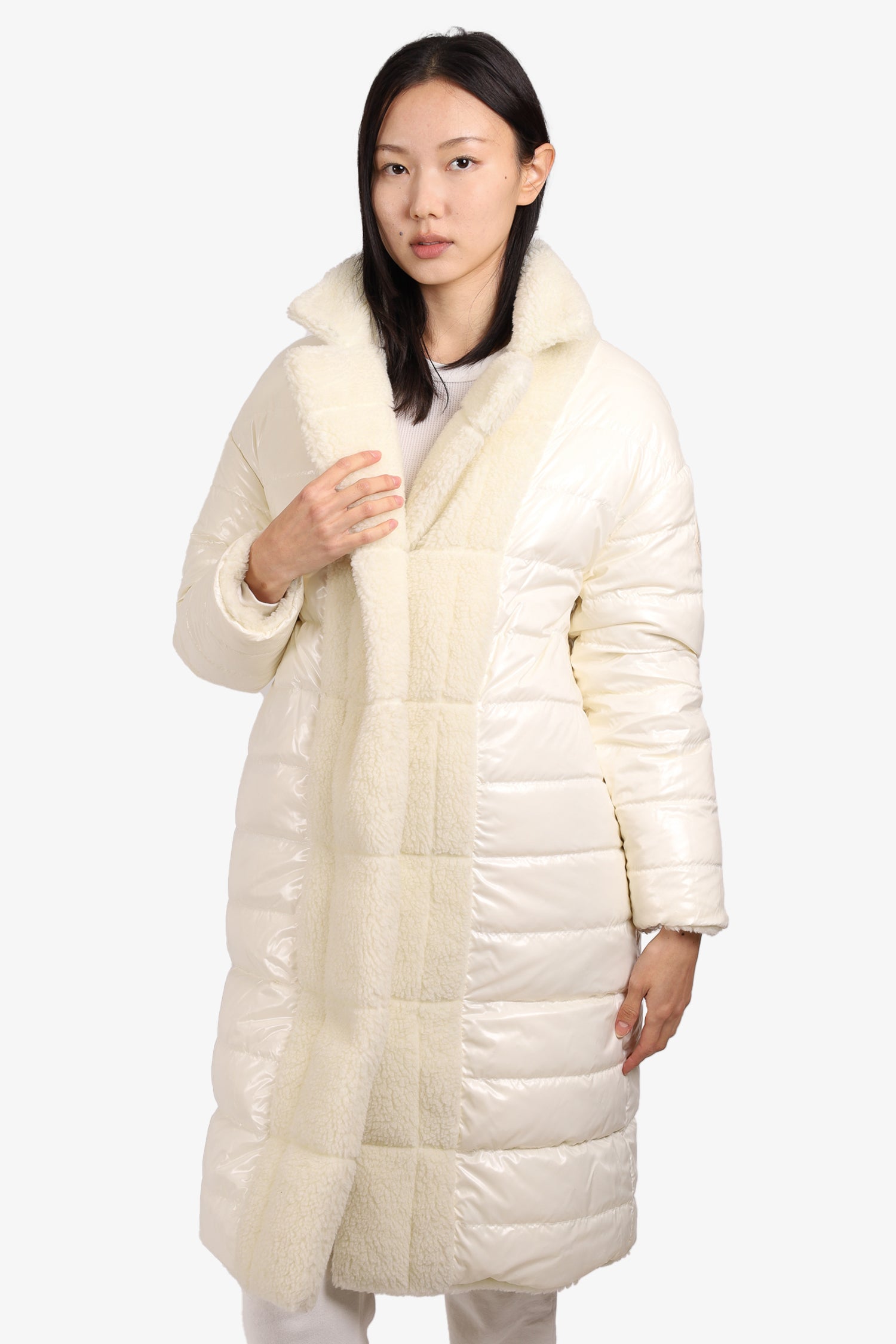 Moncler White Faux Fur Reversible Puffer Coat size 0