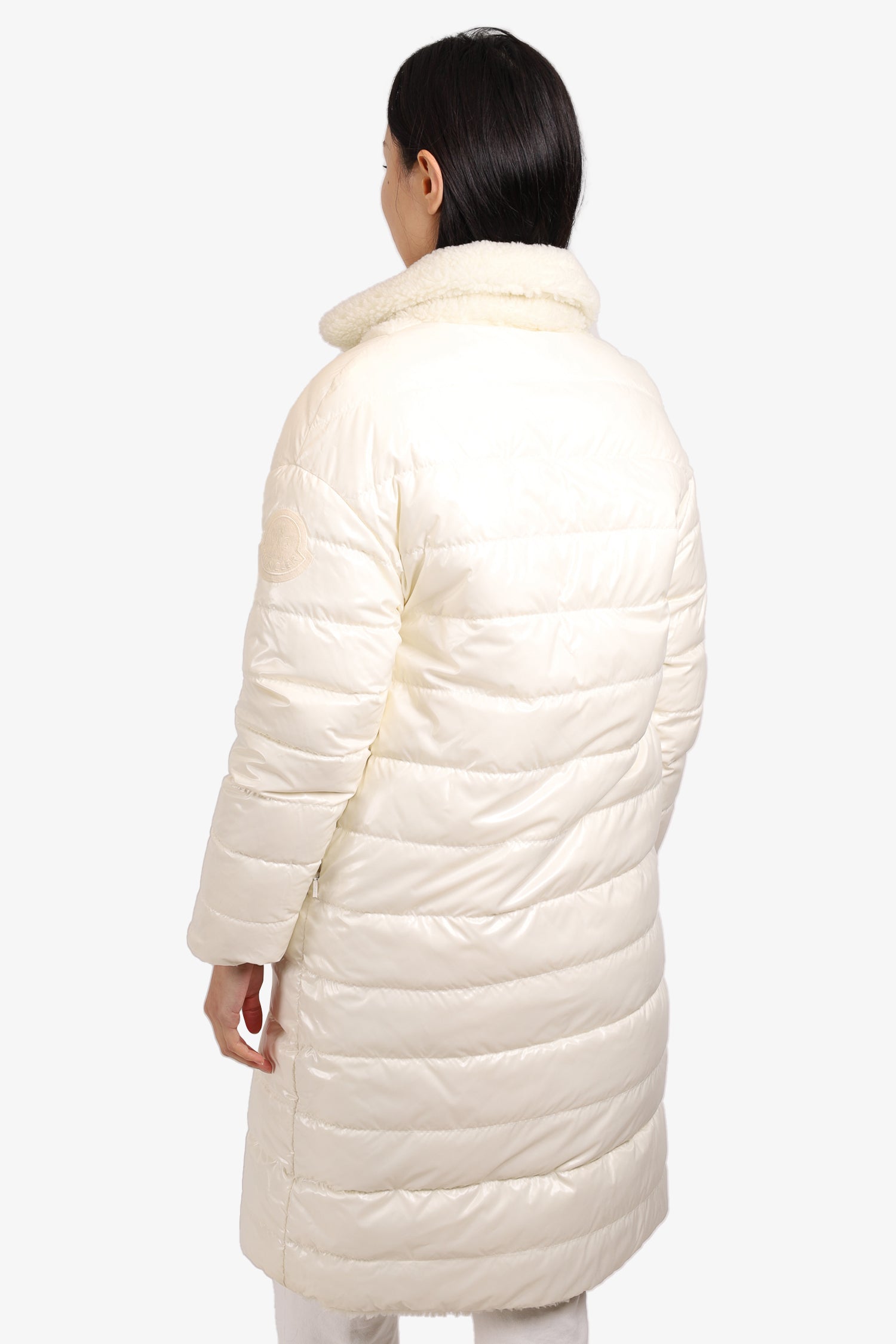 Moncler White Faux Fur Reversible Puffer Coat size 0
