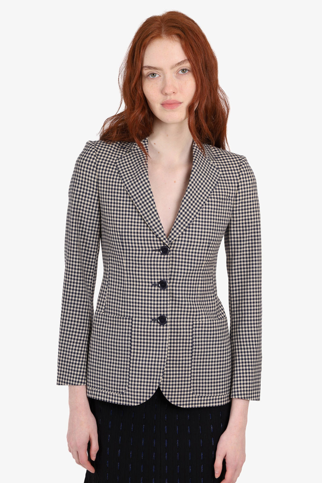 Moschino Blue/White Plaid Blazer Size 4