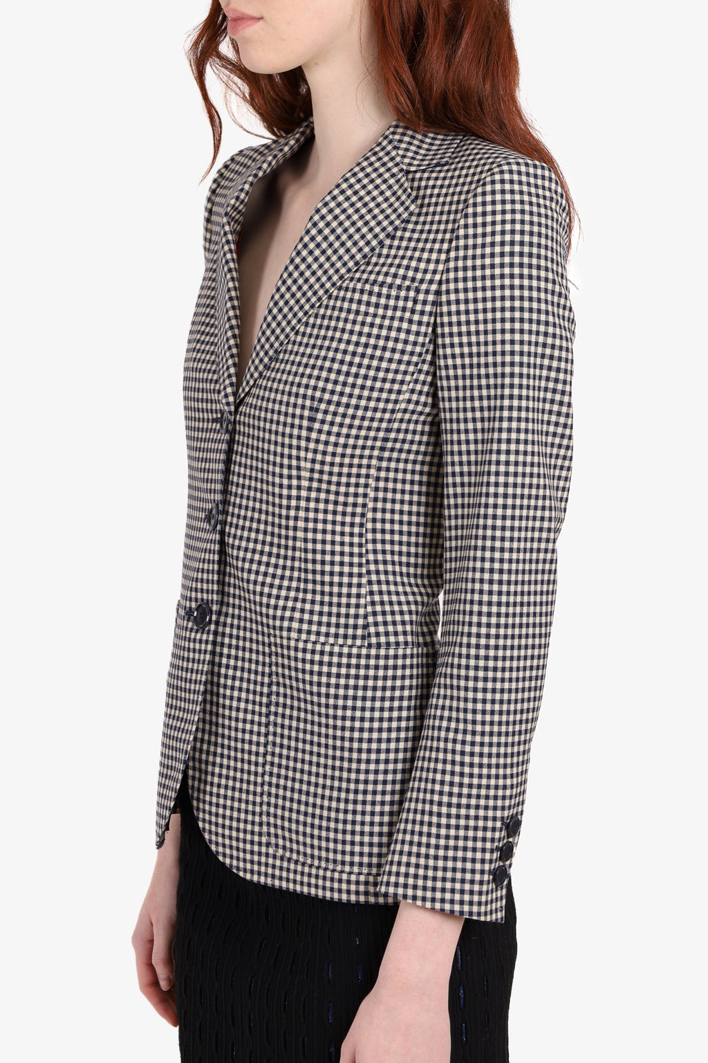 Moschino Blue/White Plaid Blazer Size 4
