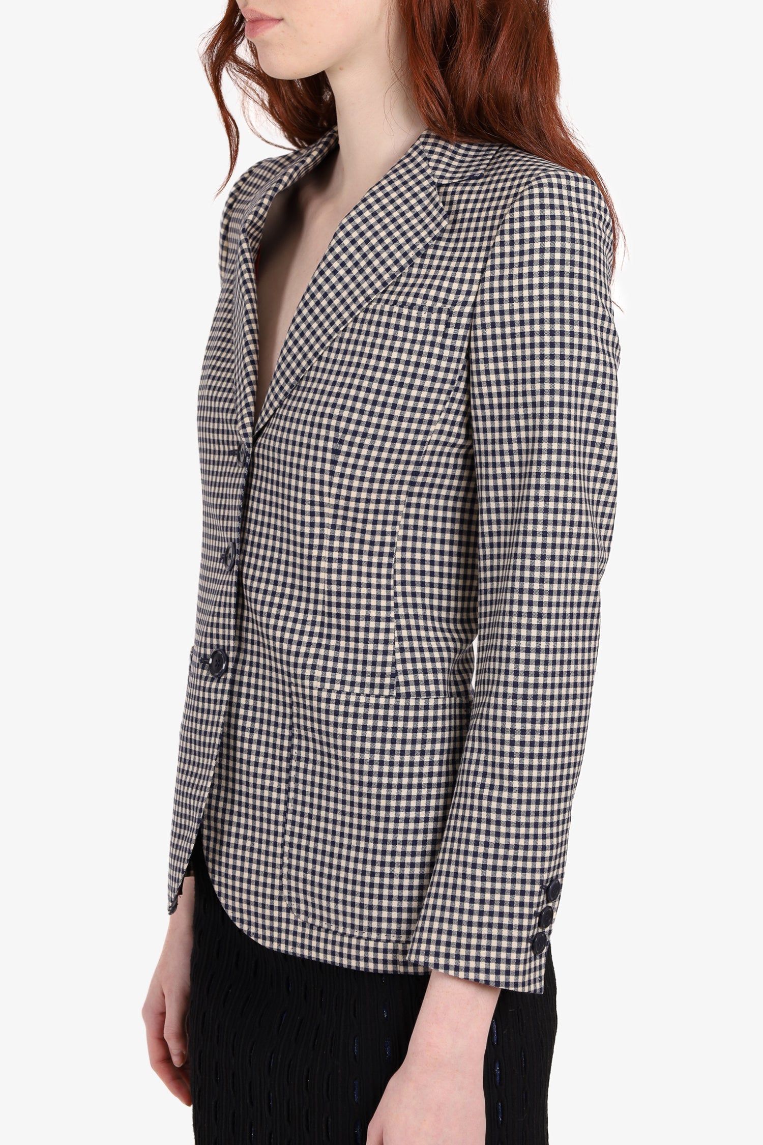 Moschino Blue/White Plaid Blazer Size 4