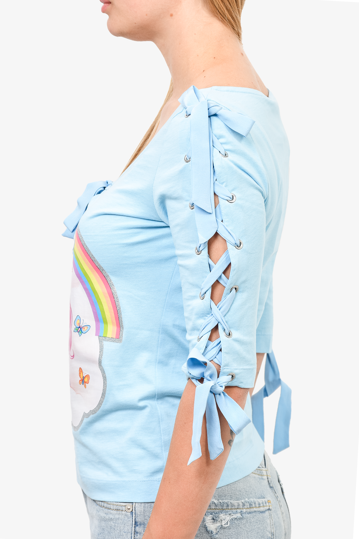 Moschino Couture x My Little Pony Blue Lace Up Shirt Size 40