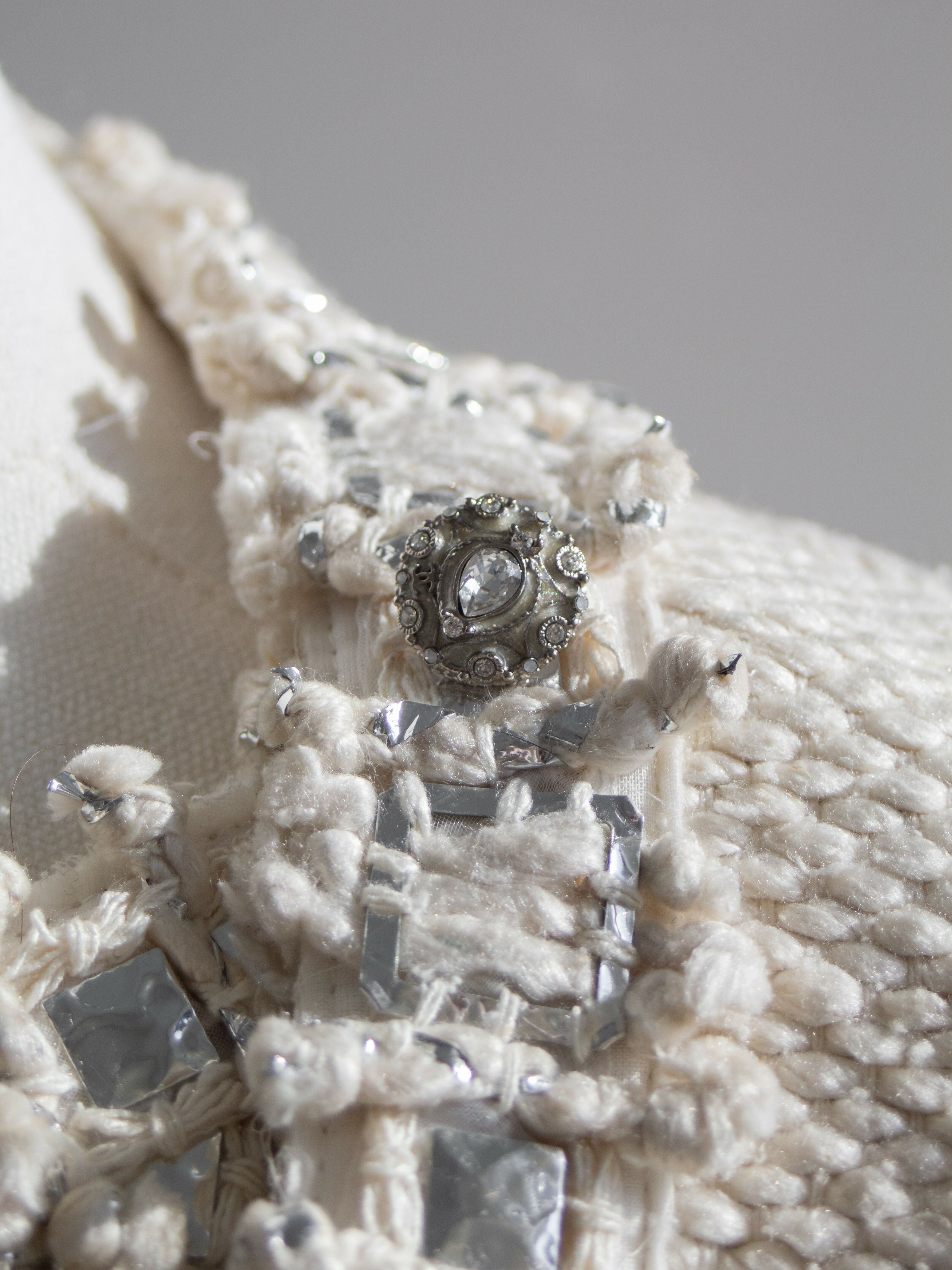 Chanel Pre-Fall 2012 Bombay Ecru Silver Embellished Tweed 12A Jacket