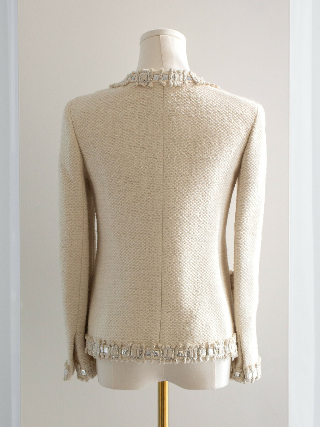 Chanel Pre-Fall 2012 Bombay Ecru Silver Embellished Tweed 12A Jacket