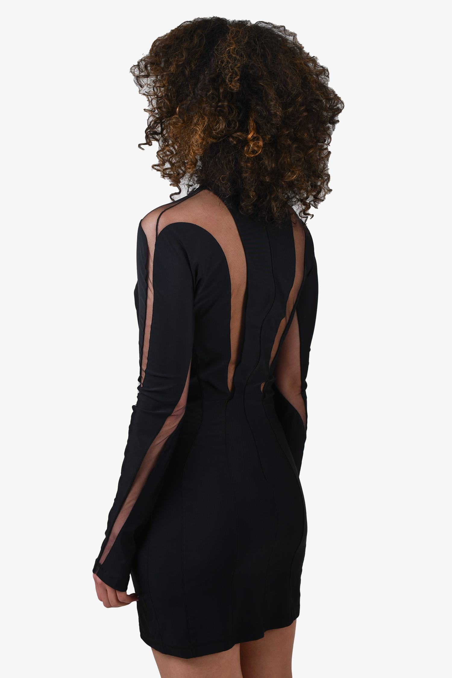 Mugler Black Sheer Mesh Dress Size 40