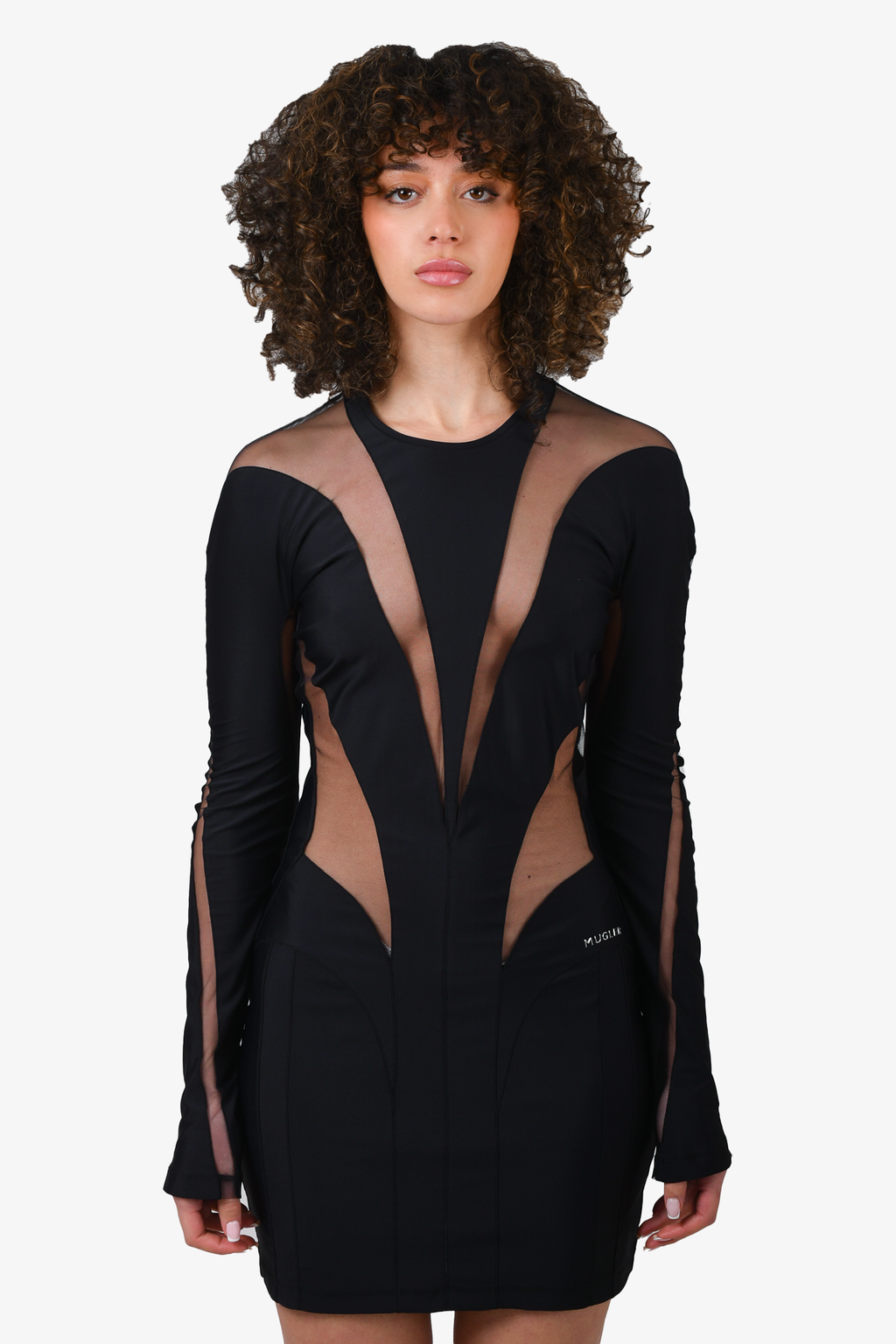Mugler Black Sheer Mesh Dress Size 40
