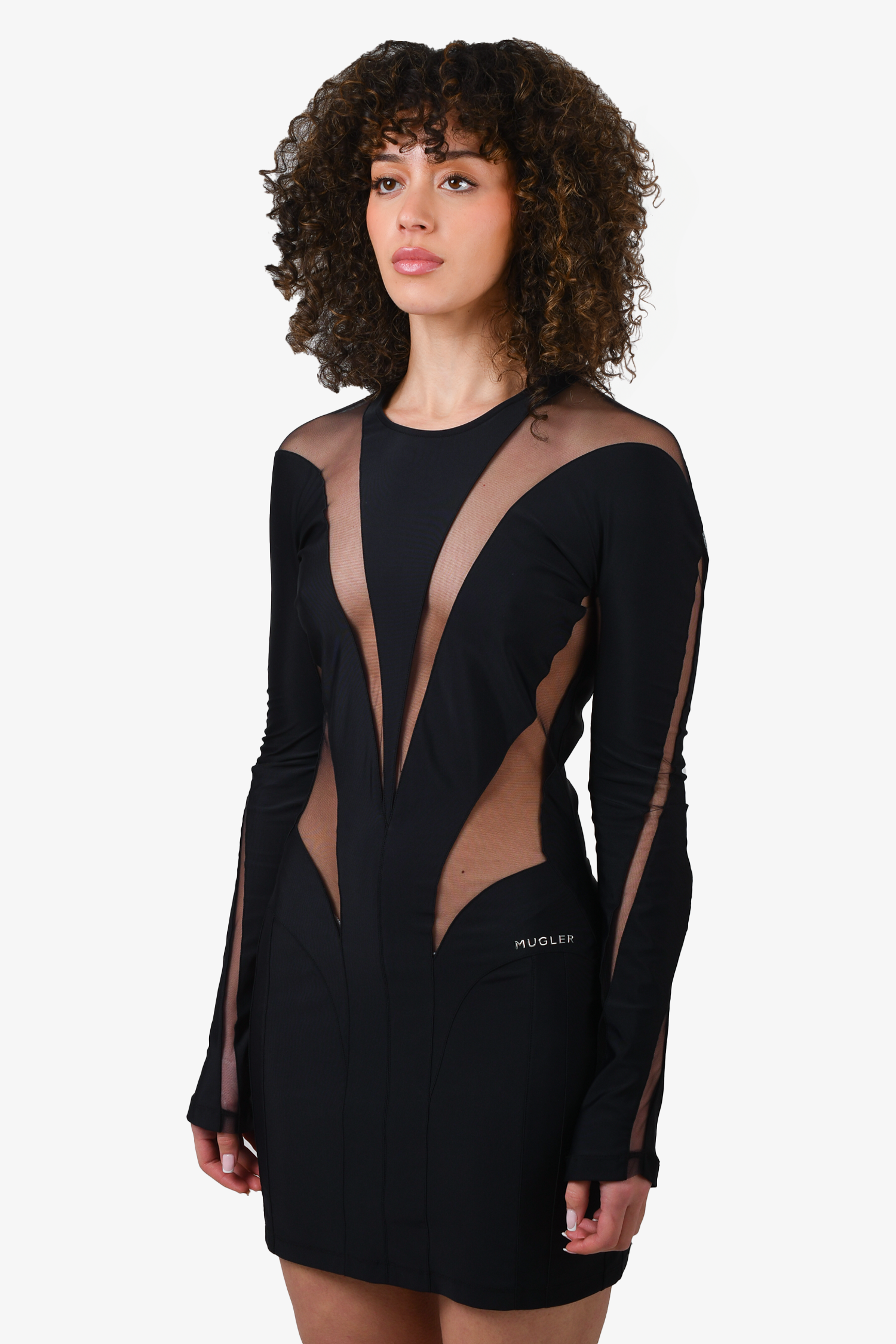 Mugler Black Sheer Mesh Dress Size 40