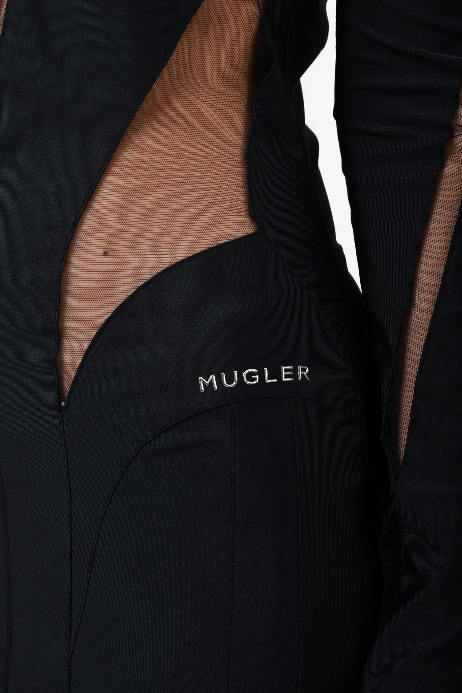 Mugler Black Sheer Mesh Dress Size 40