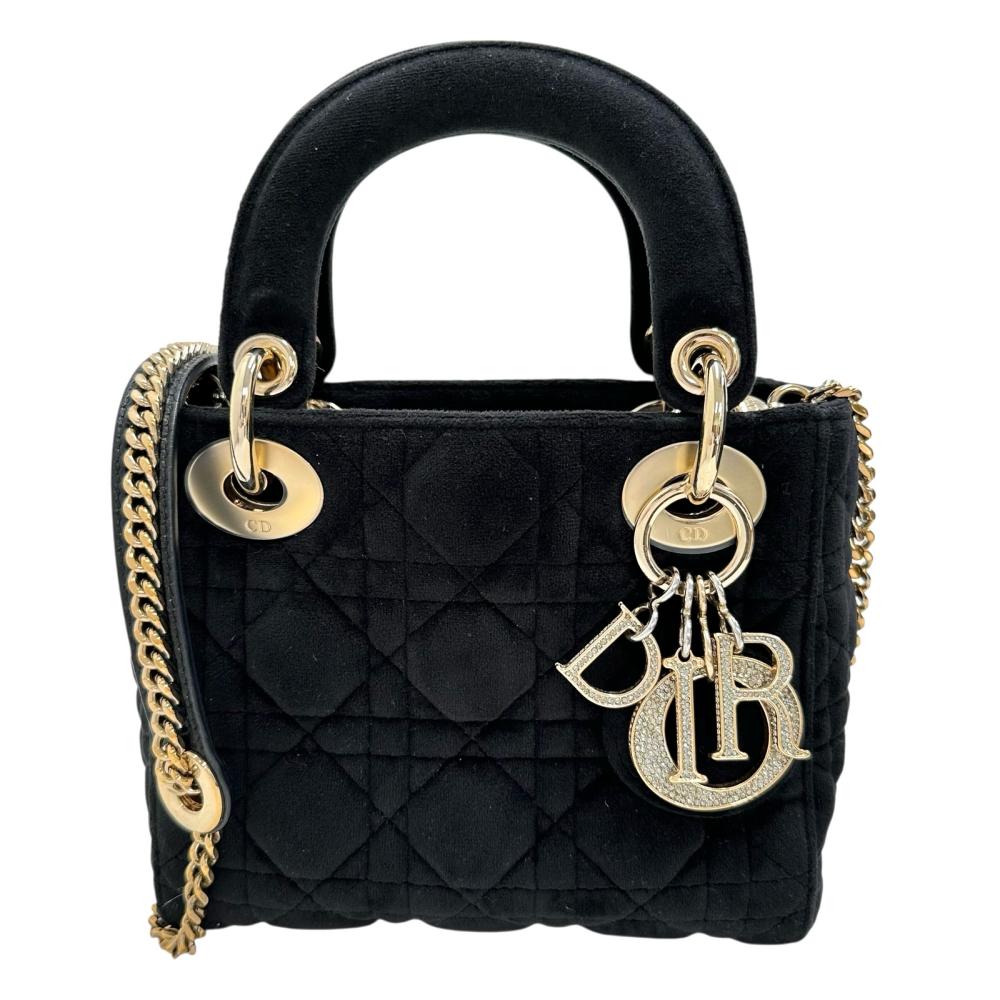 Christian Dior Lady Dior Mini Velvet 2way Handbag