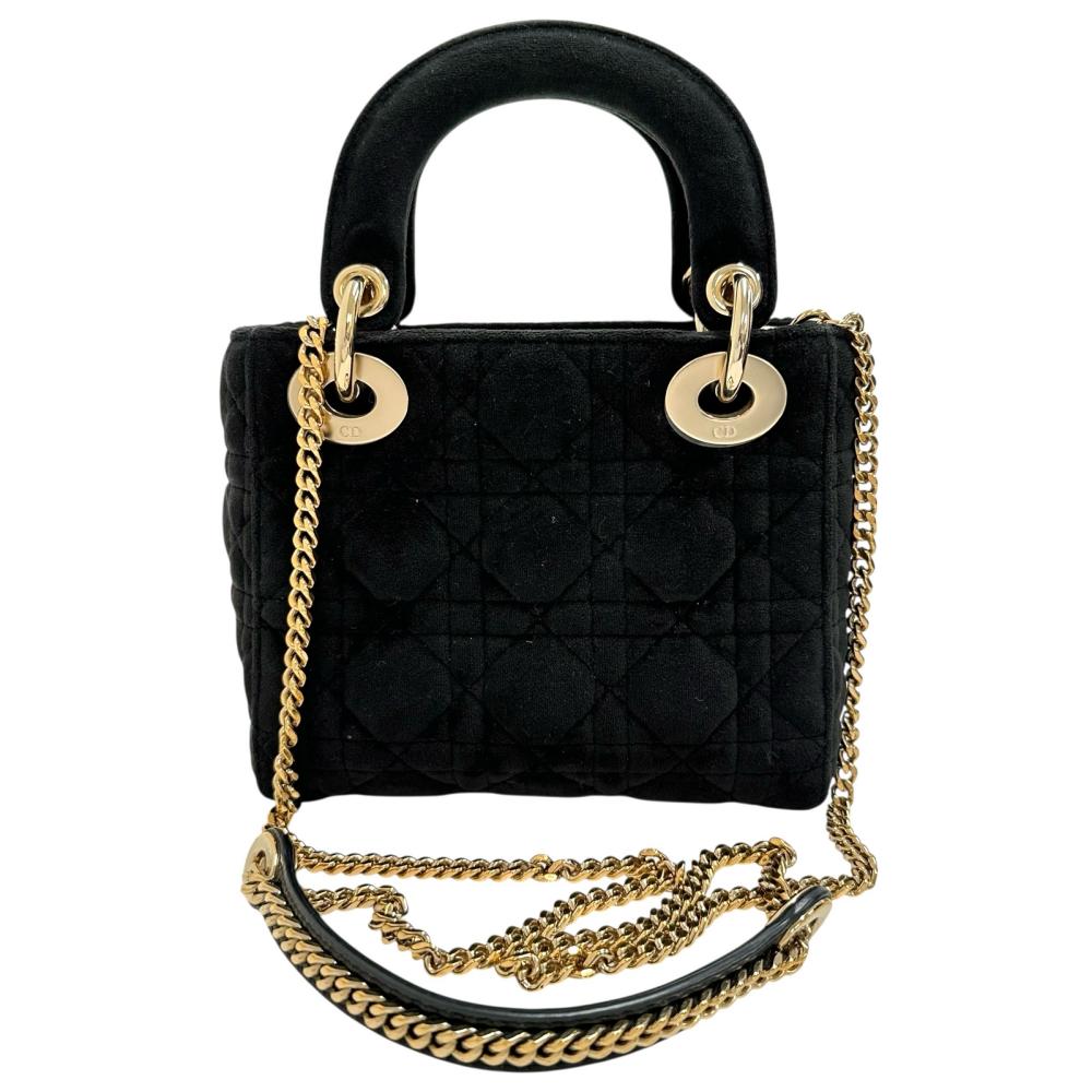Christian Dior Lady Dior Mini Velvet 2way Handbag