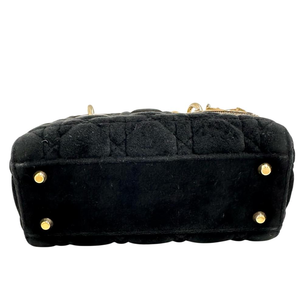 Christian Dior Lady Dior Mini Velvet 2way Handbag