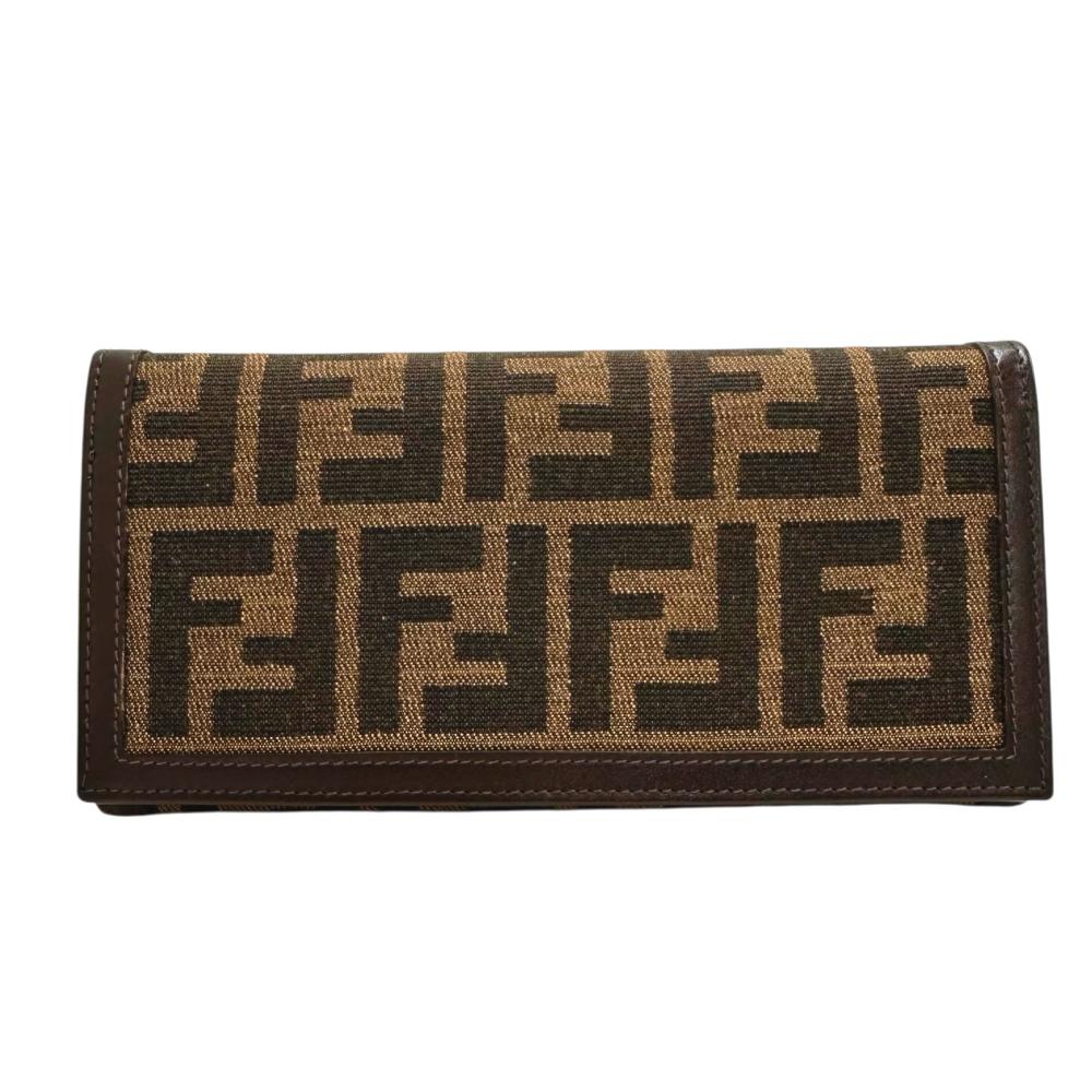 Fendi Zucca Canvas Leather Long Wallet