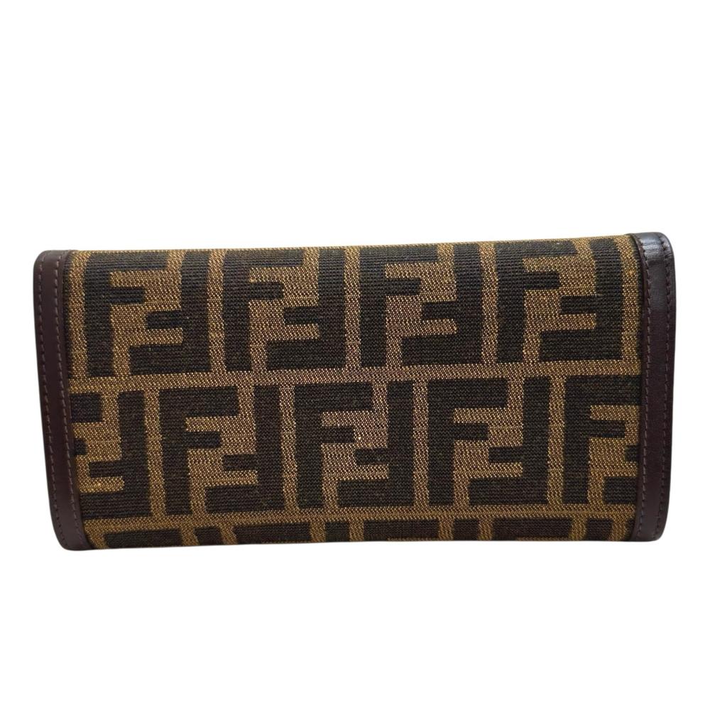 Fendi Zucca Canvas Leather Long Wallet