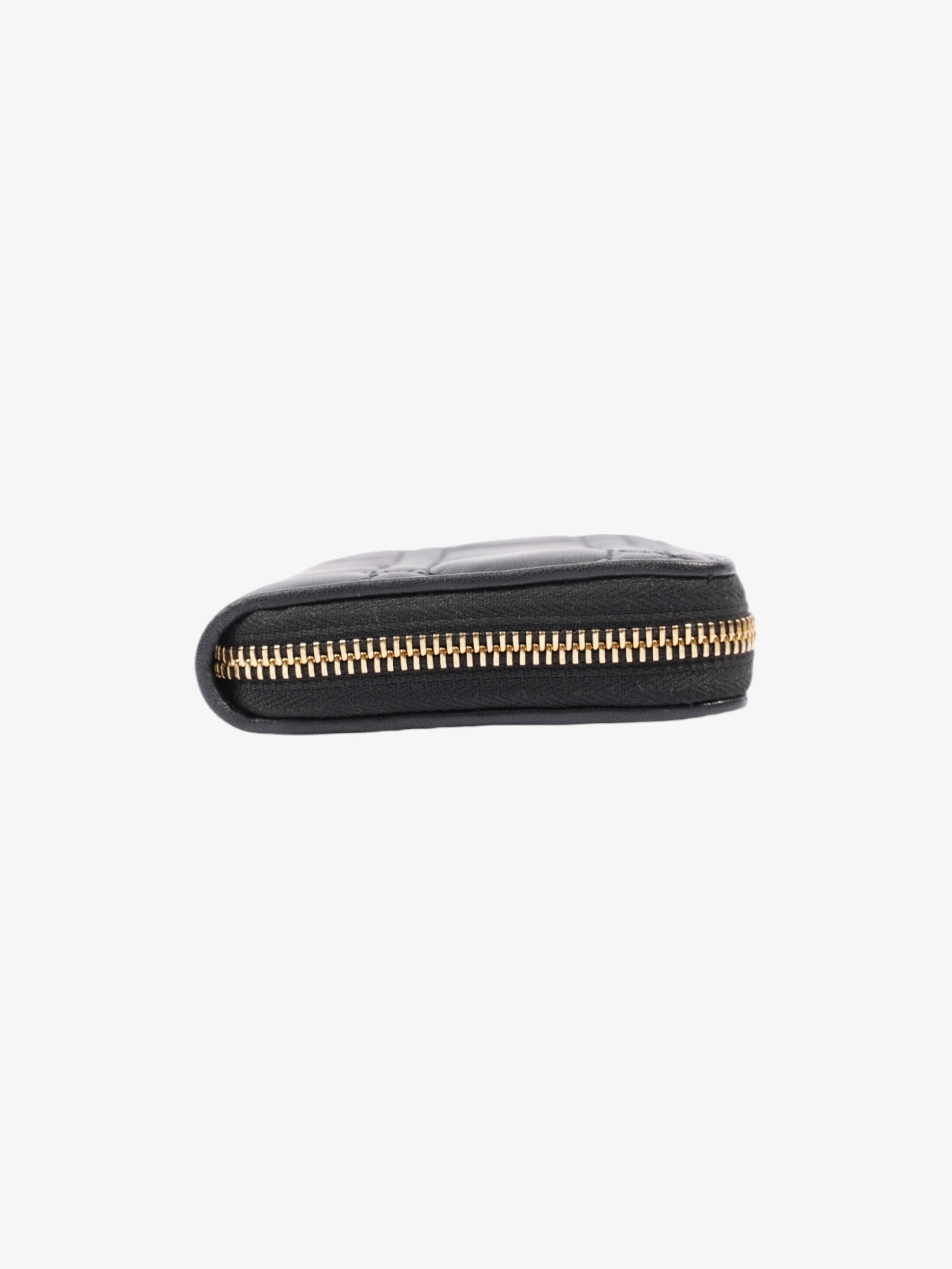 Christian Dior Cannage Zip Around Wallet Black / Gold Lambskin Leather