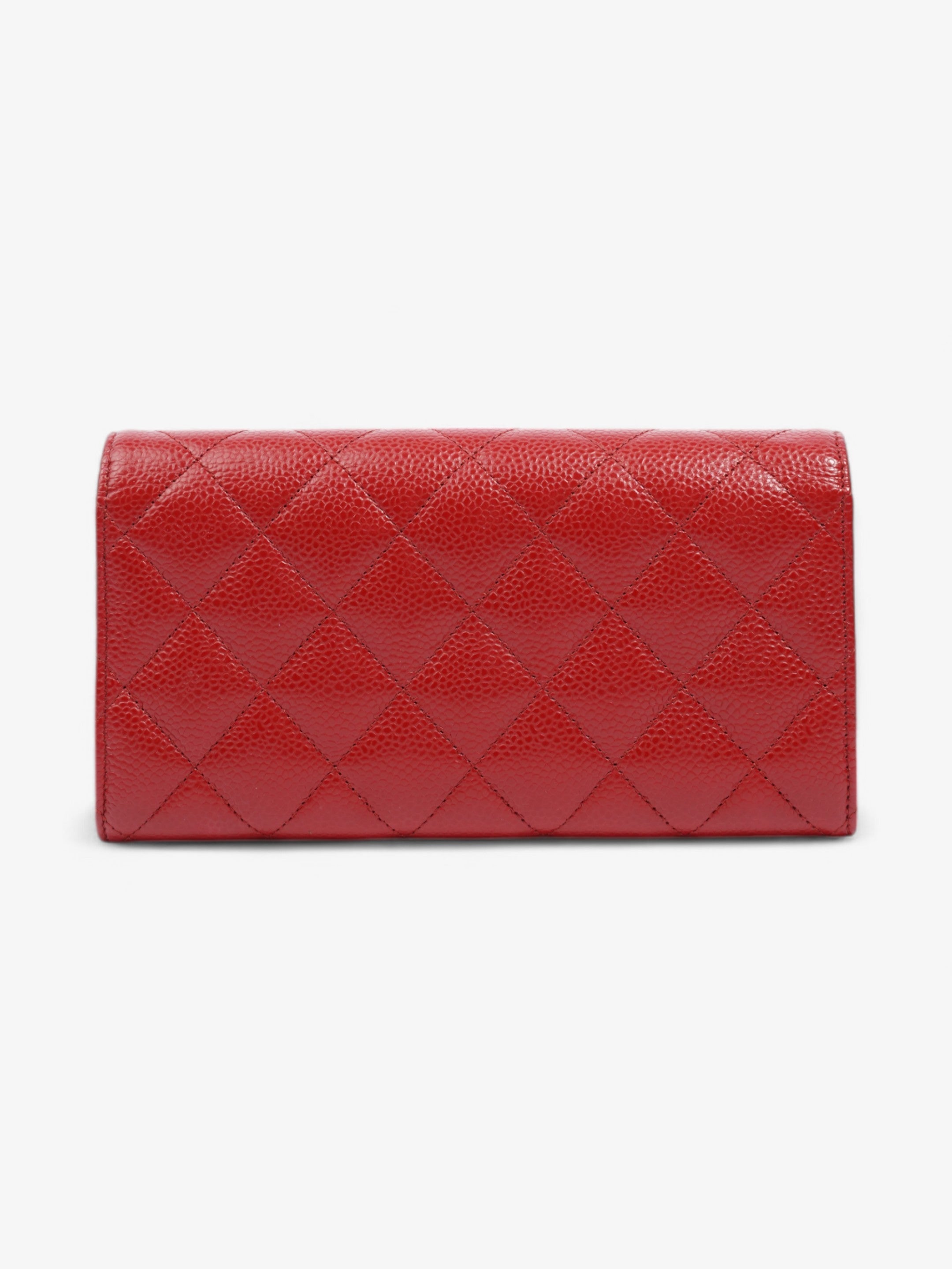 Chanel Interlocking CC Continental Wallet Red Caviar Leather