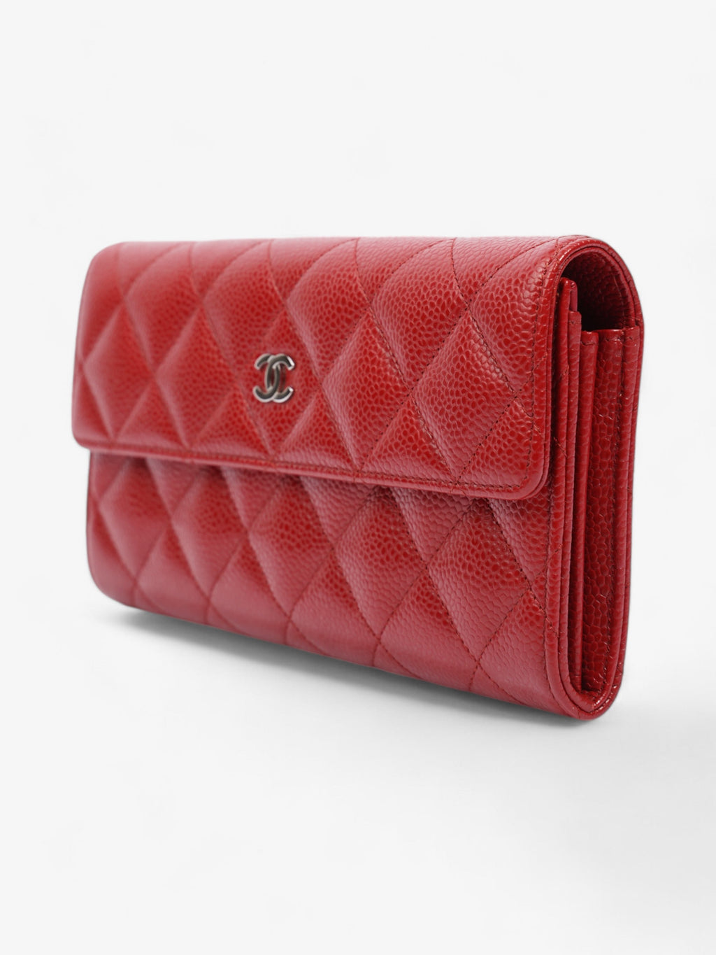 Chanel Interlocking CC Continental Wallet Red Caviar Leather