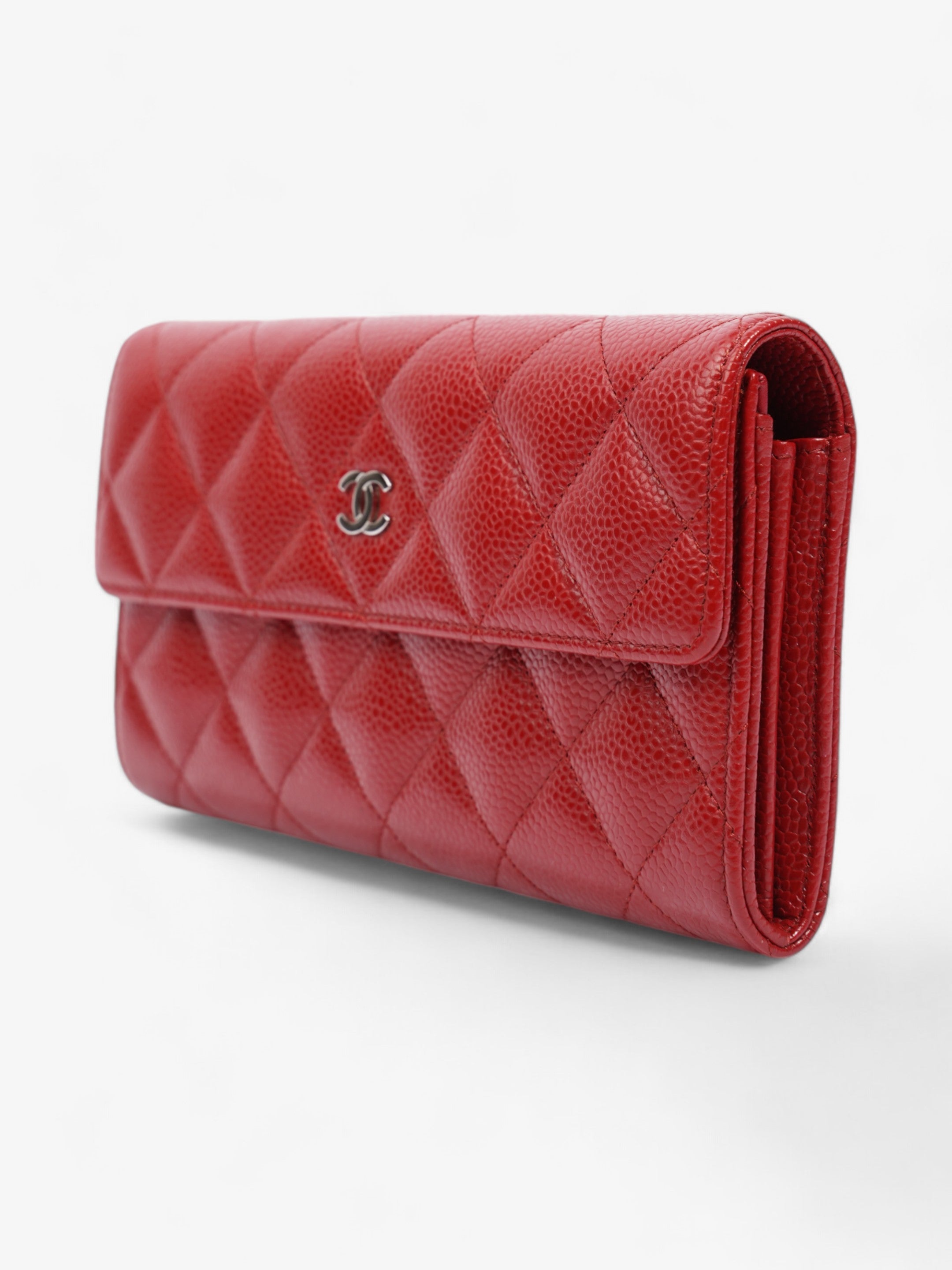 Chanel Interlocking CC Continental Wallet Red Caviar Leather