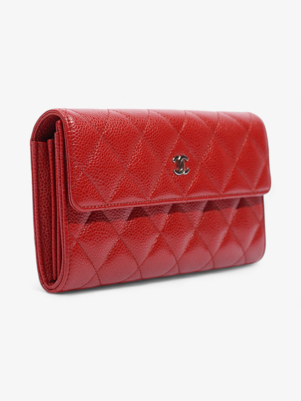 Chanel Interlocking CC Continental Wallet Red Caviar Leather