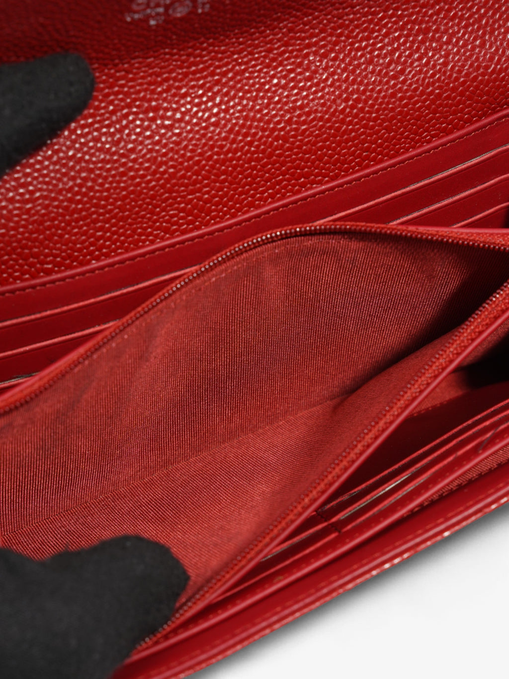 Chanel Interlocking CC Continental Wallet Red Caviar Leather