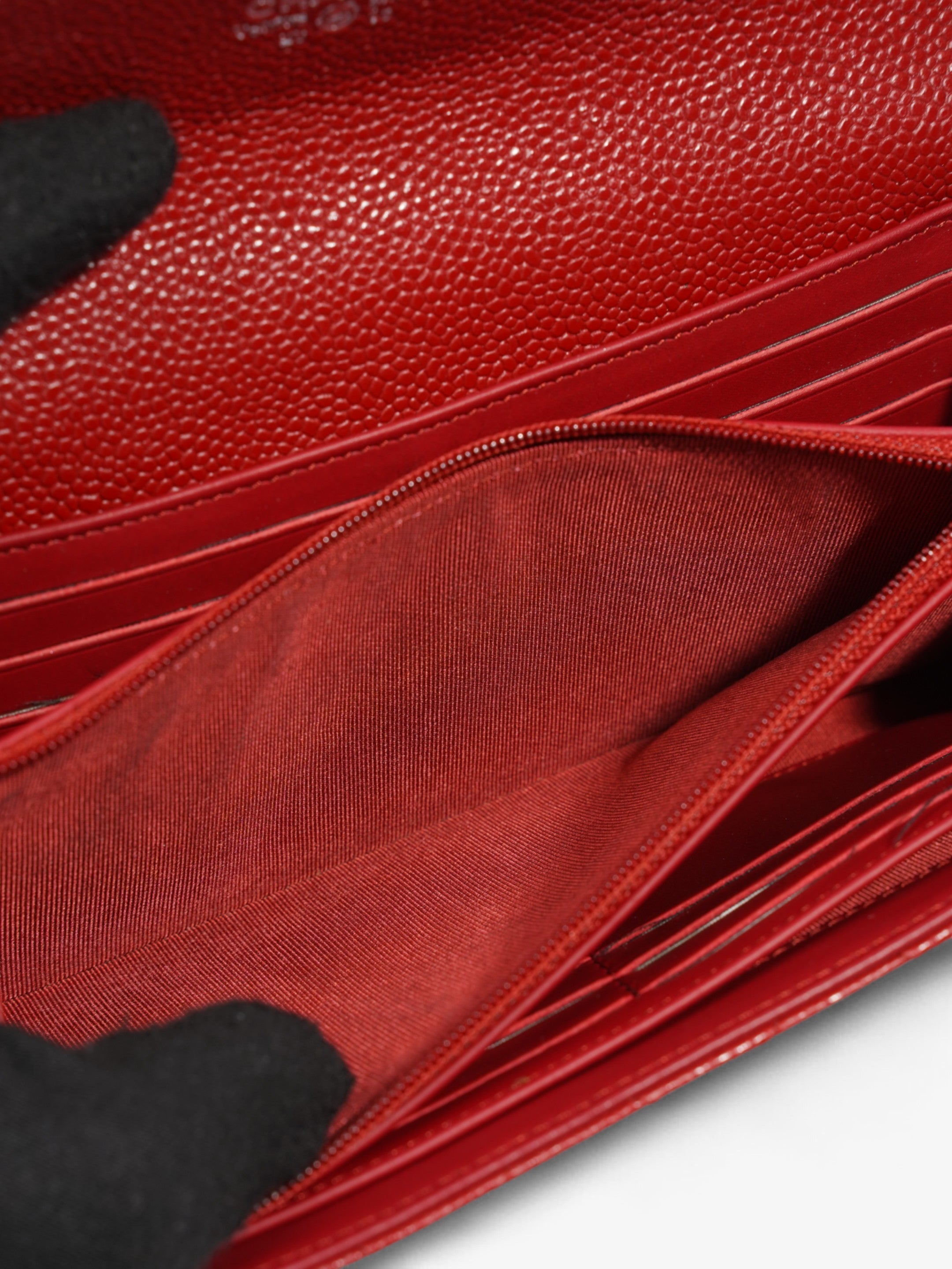 Chanel Interlocking CC Continental Wallet Red Caviar Leather